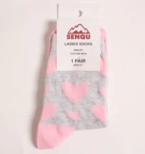 1 PACK HEARTS SOCK - GREY