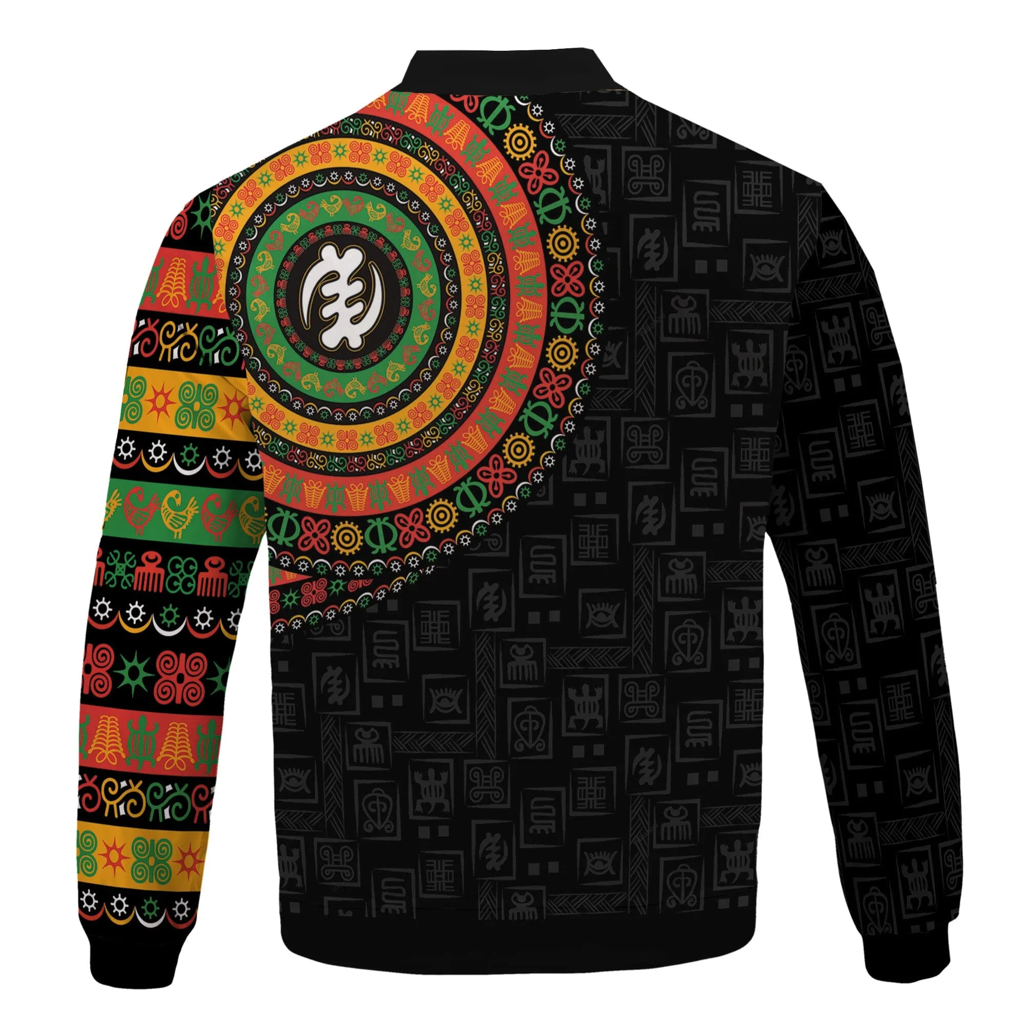 Adinkra Symbols Print Sleeve Bomber Jacket