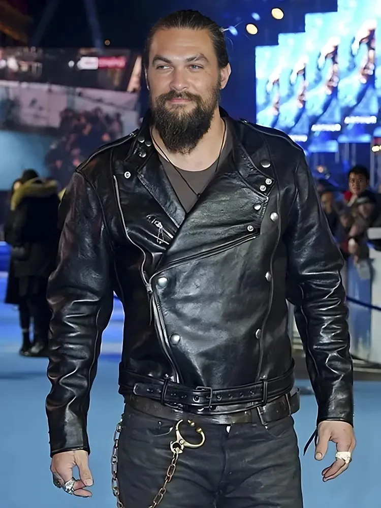 Aquaman Jason Momoa Biker Black Leather Jacket