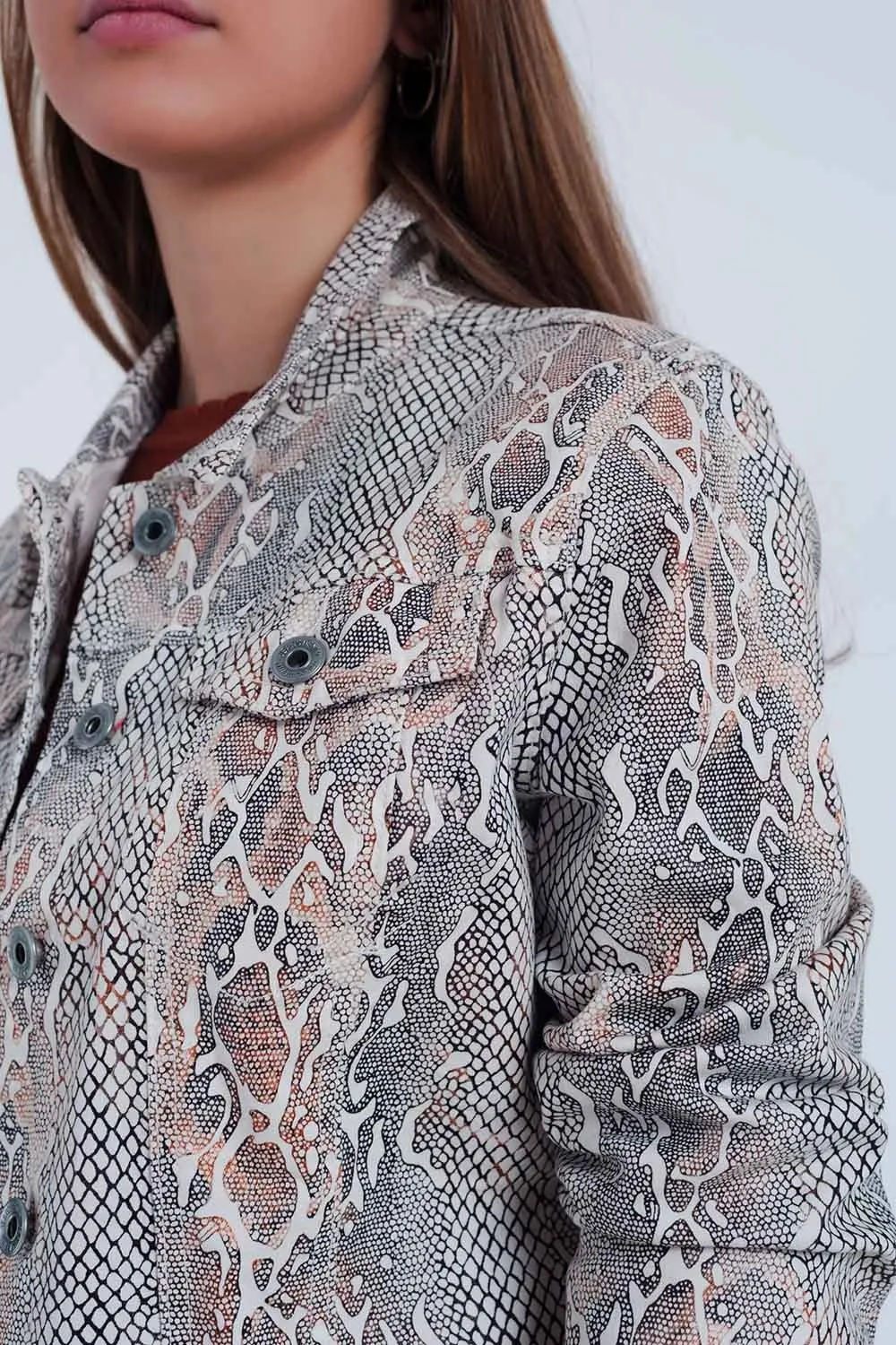 Beige Jacket with Snake Print