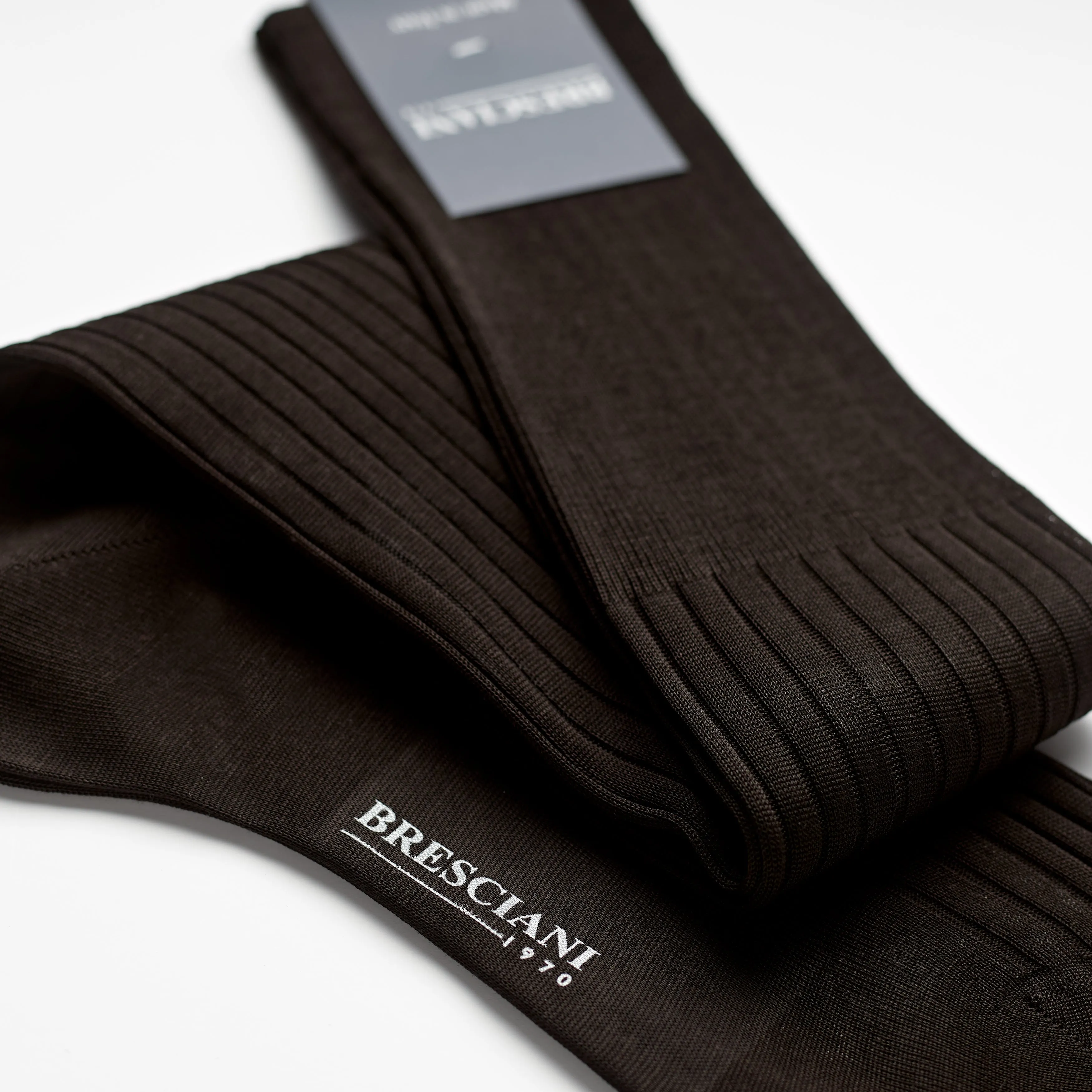 Bresciani Mens Long Sock: Dark Espresso