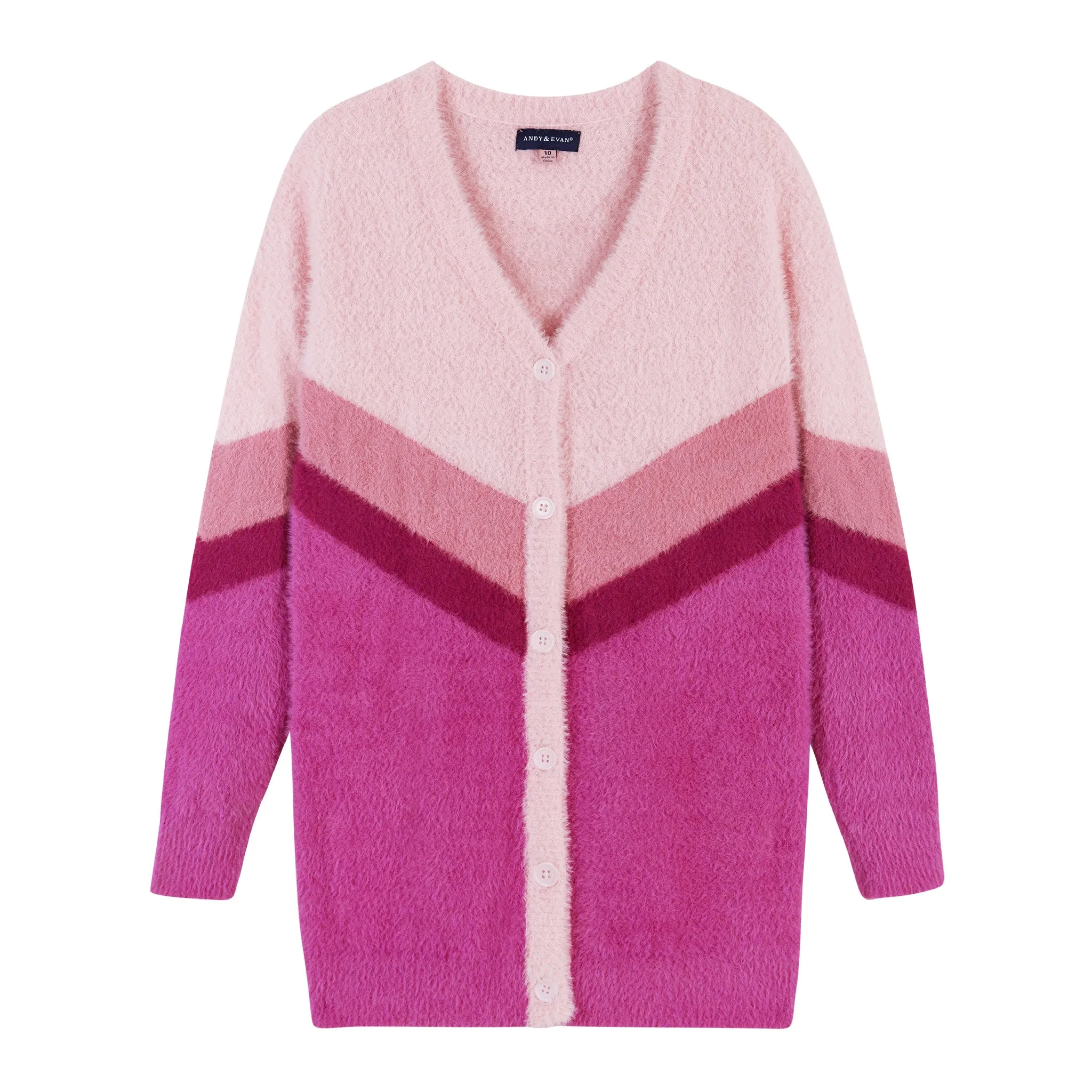 Colorblocked V-neck Cardigan Sweater  | Pink