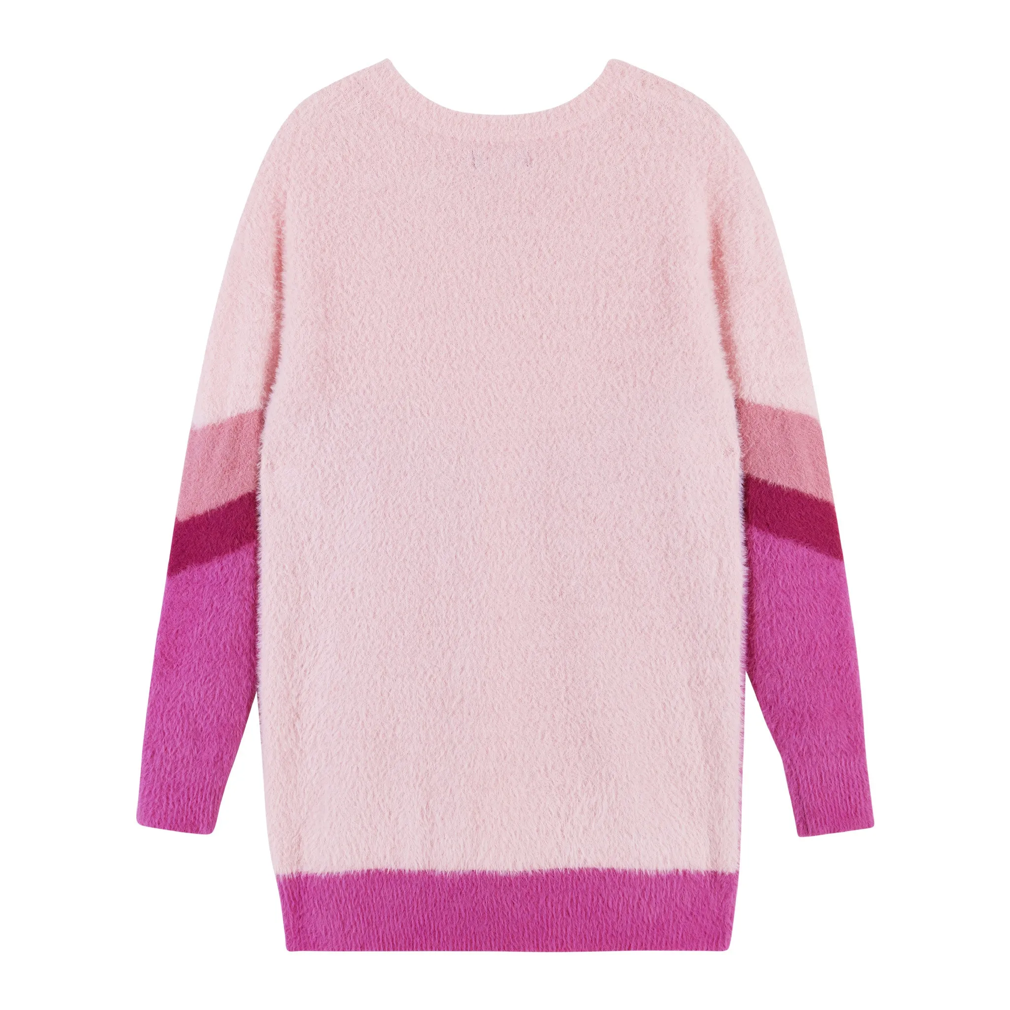 Colorblocked V-neck Cardigan Sweater  | Pink