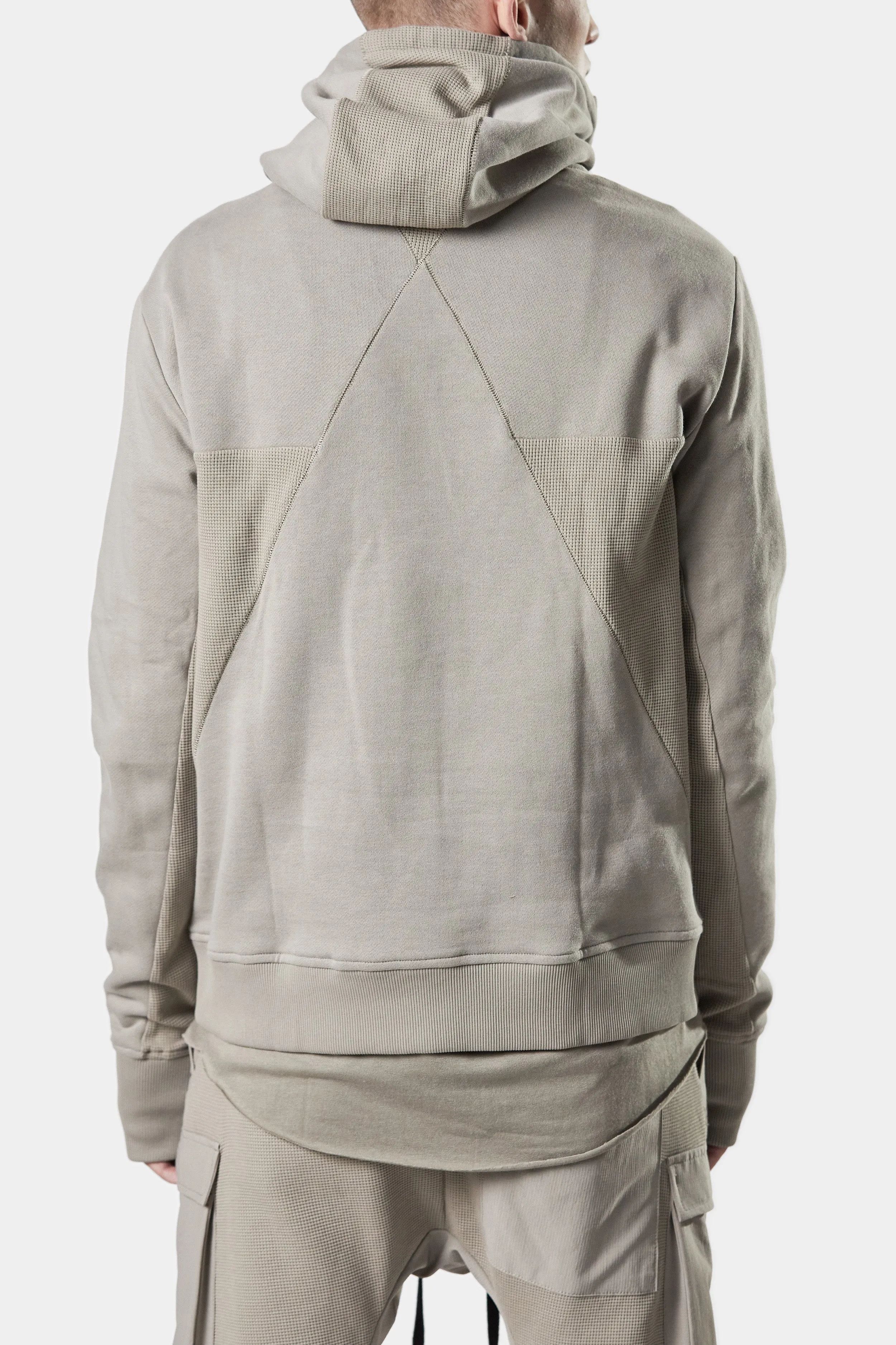 Contrast cotton hood sweater, Beige