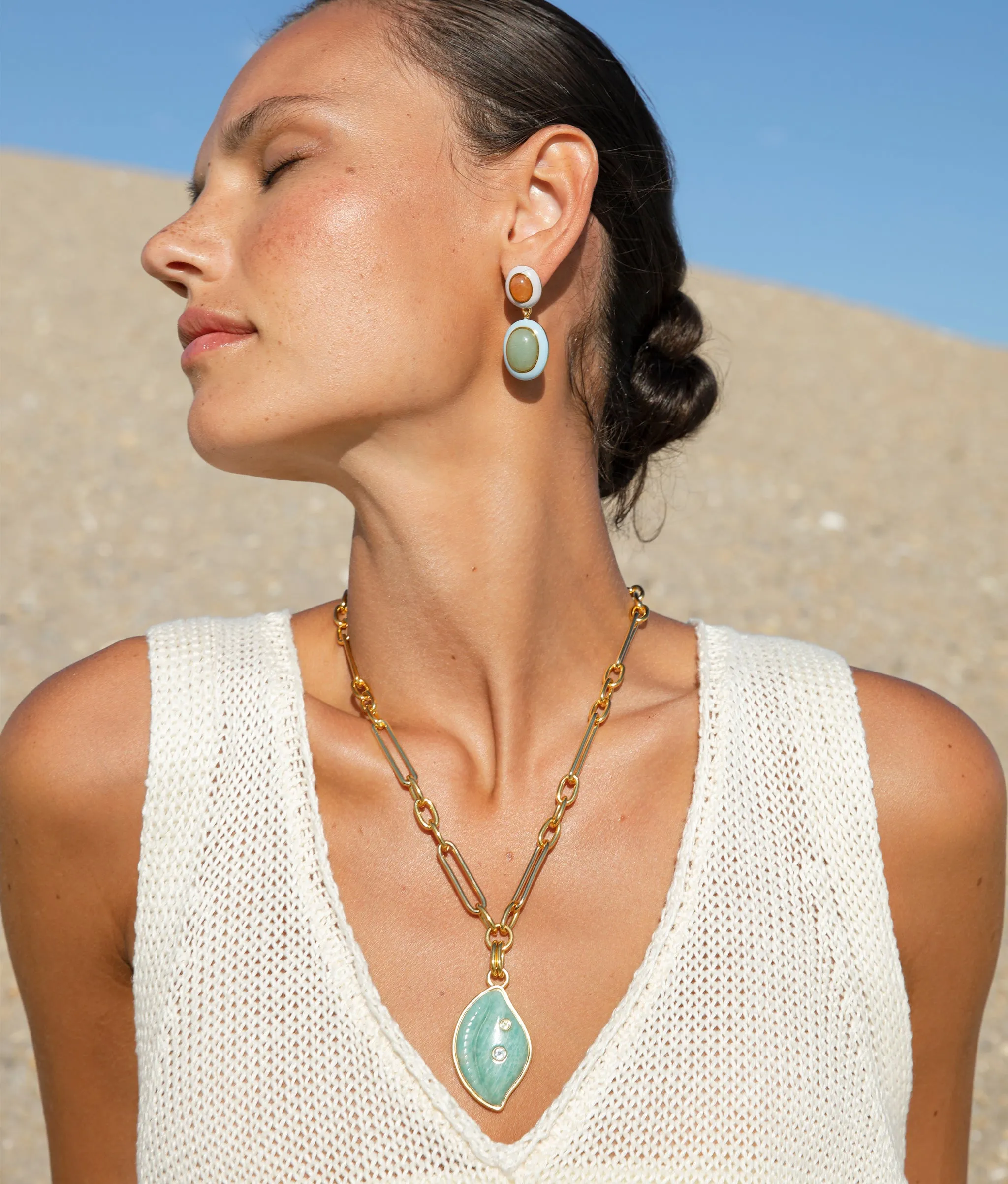 Cowrie Shell Necklace in Amazonite