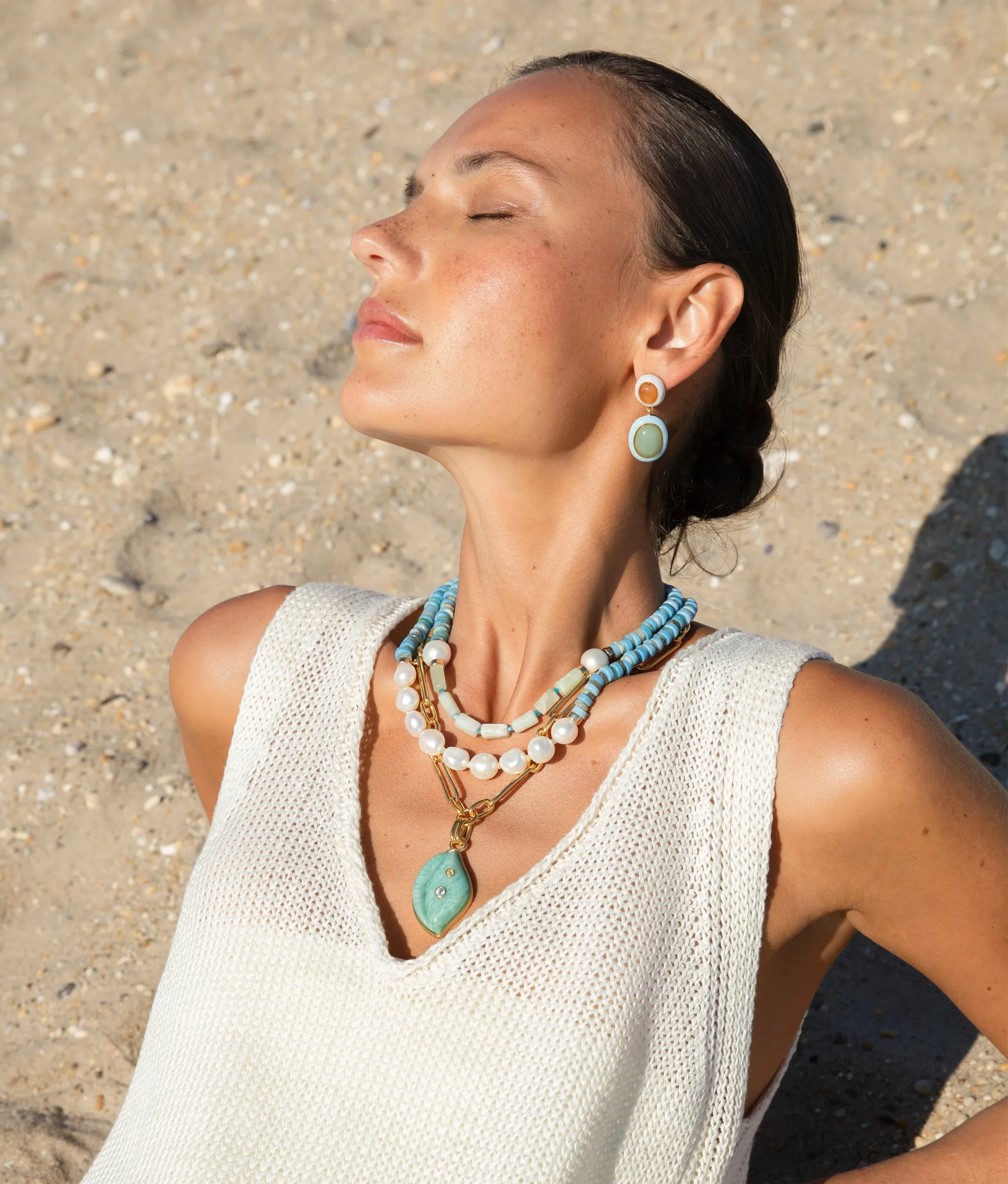 Cowrie Shell Necklace in Amazonite