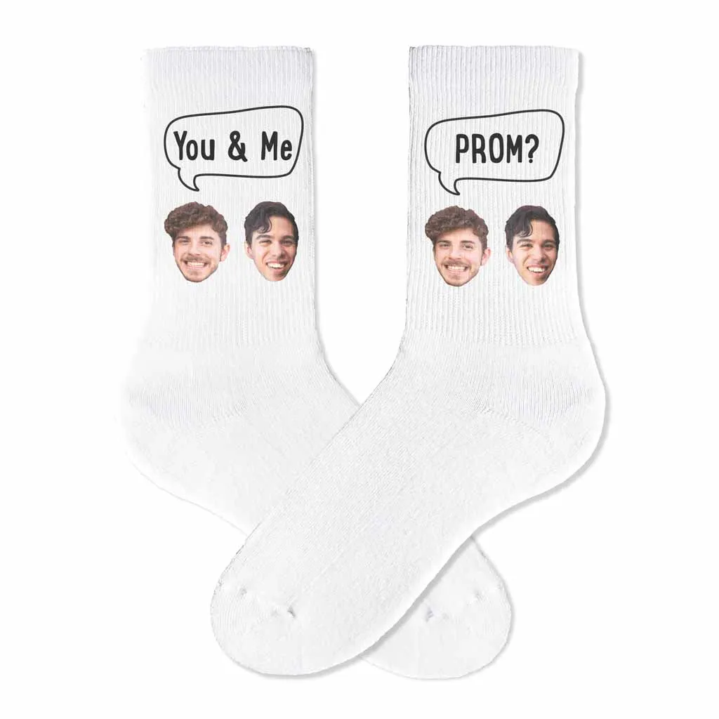 Custom Promposal Photo Socks for Him or Her, Add Your Faces