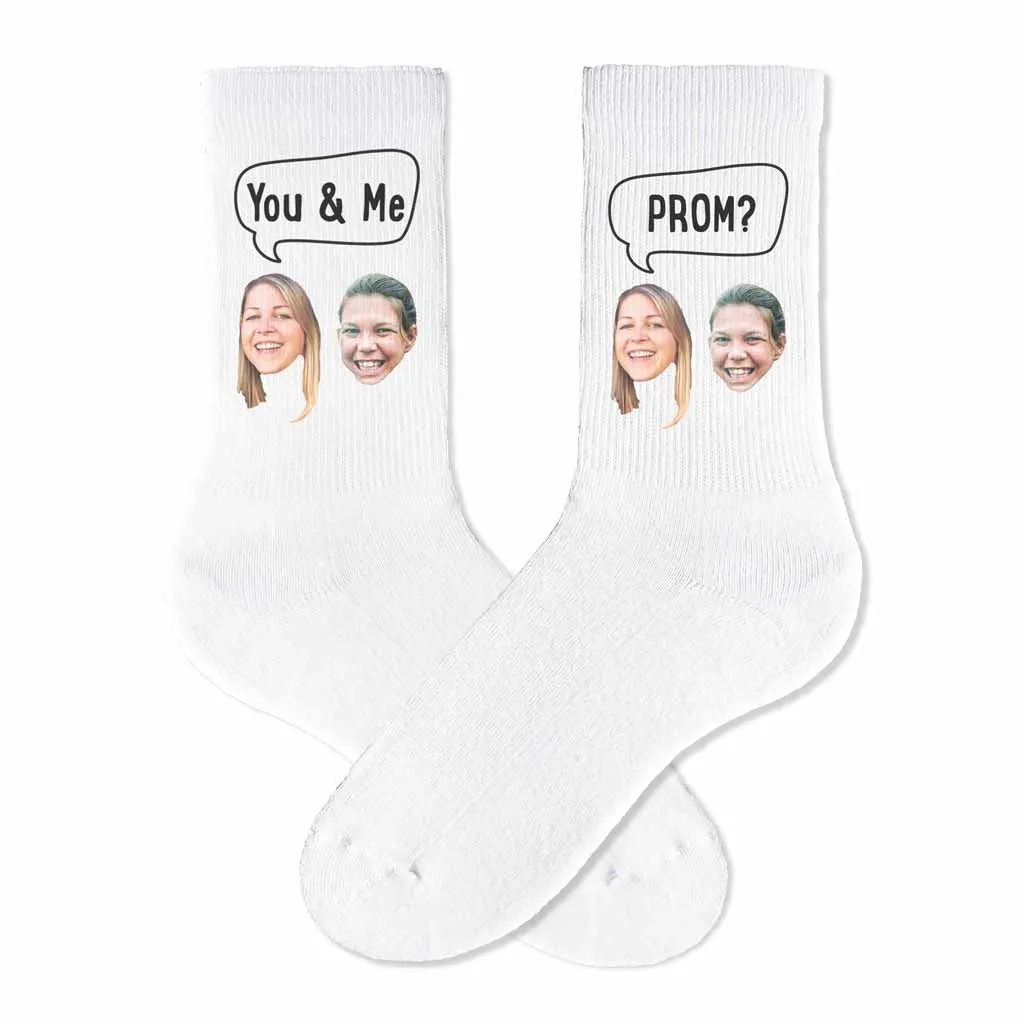 Custom Promposal Photo Socks for Him or Her, Add Your Faces