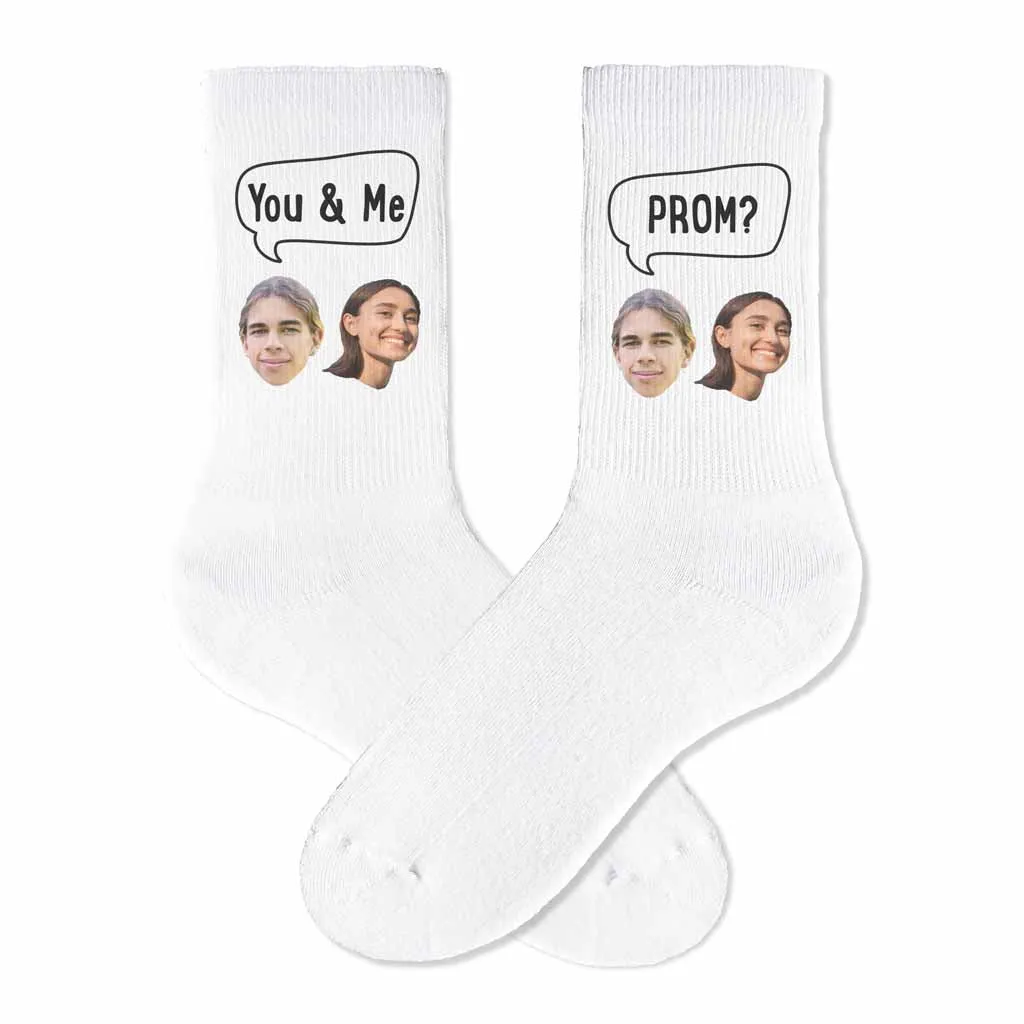 Custom Promposal Photo Socks for Him or Her, Add Your Faces