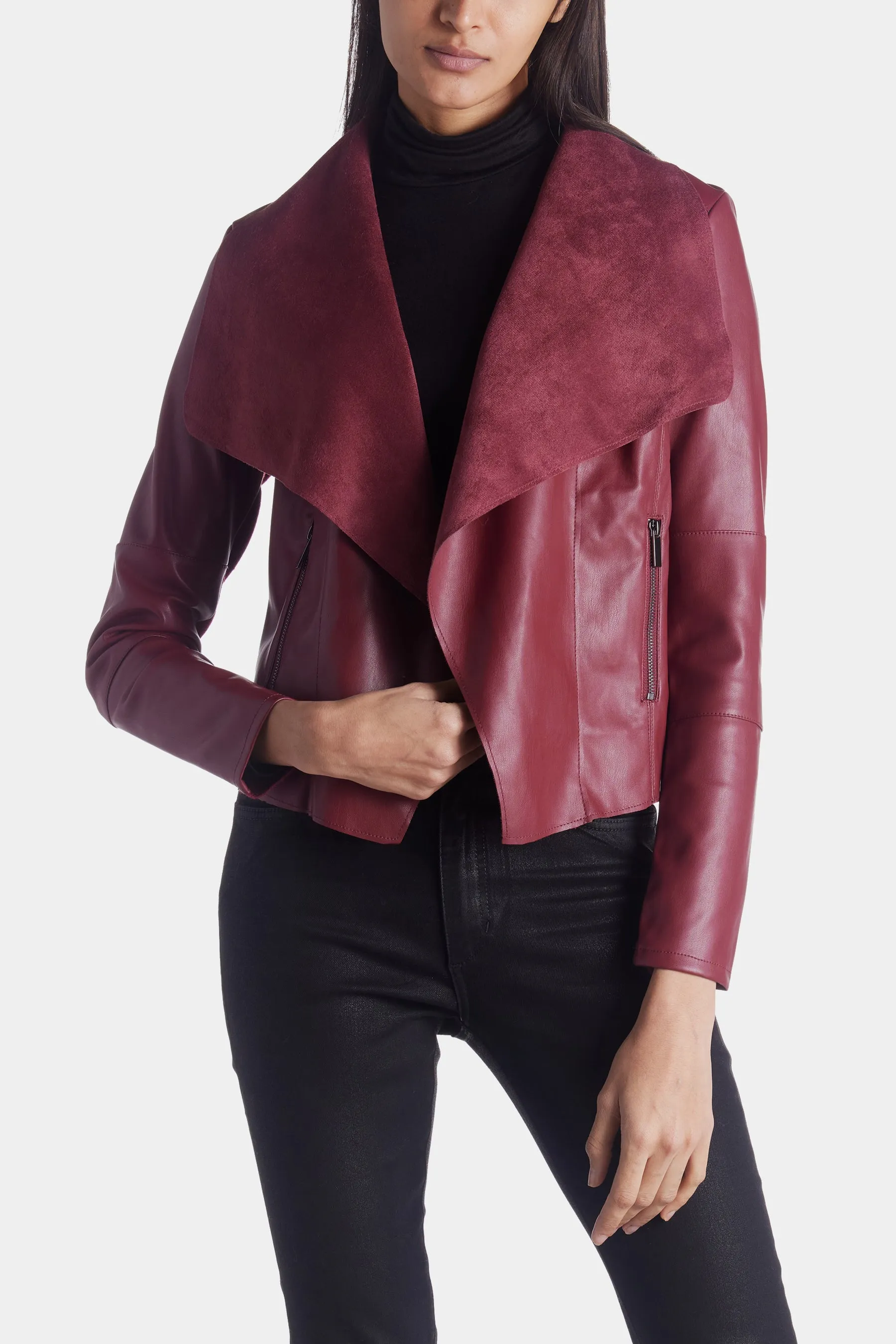 Drape Faux Leather Jacket