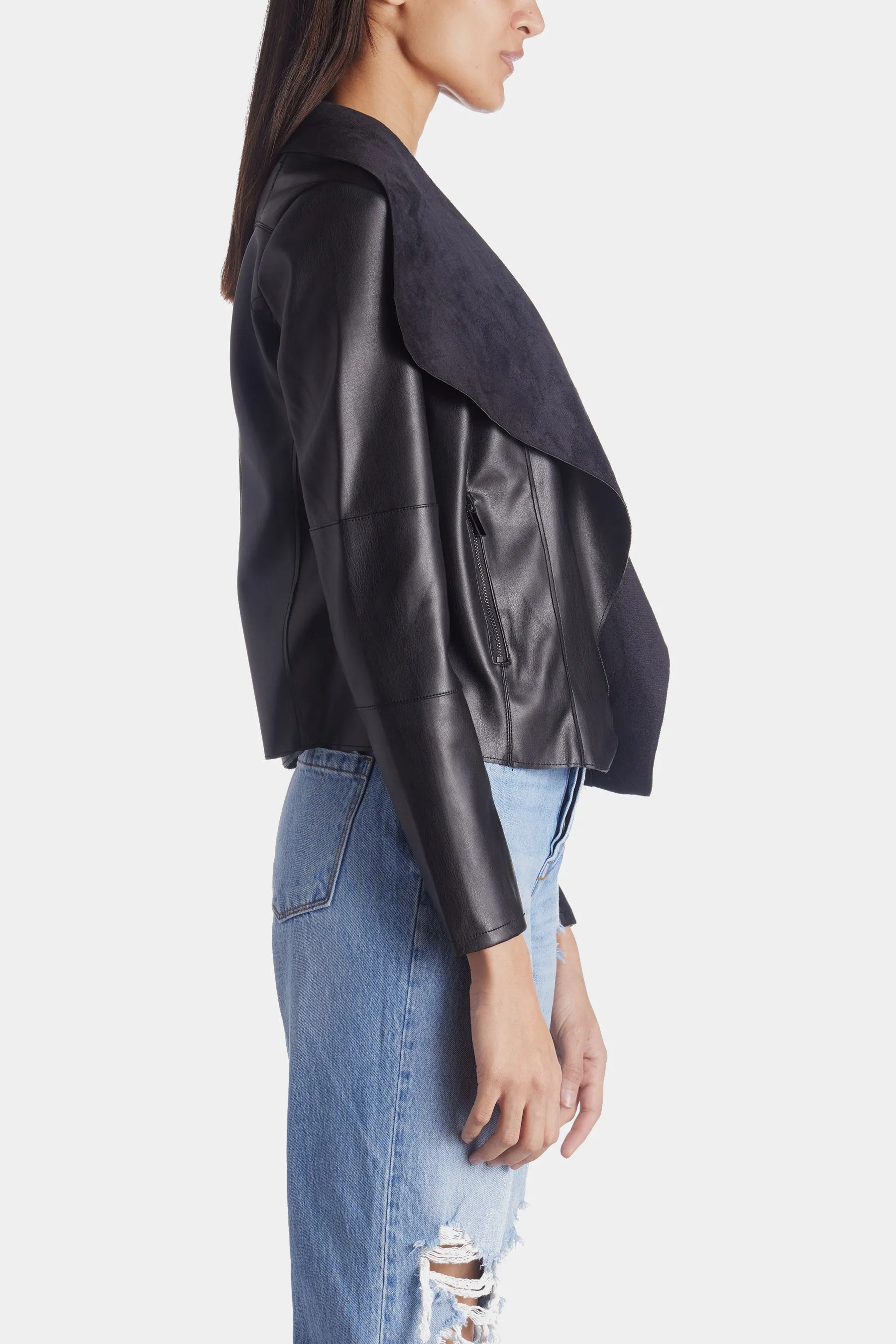 Drape Faux Leather Jacket