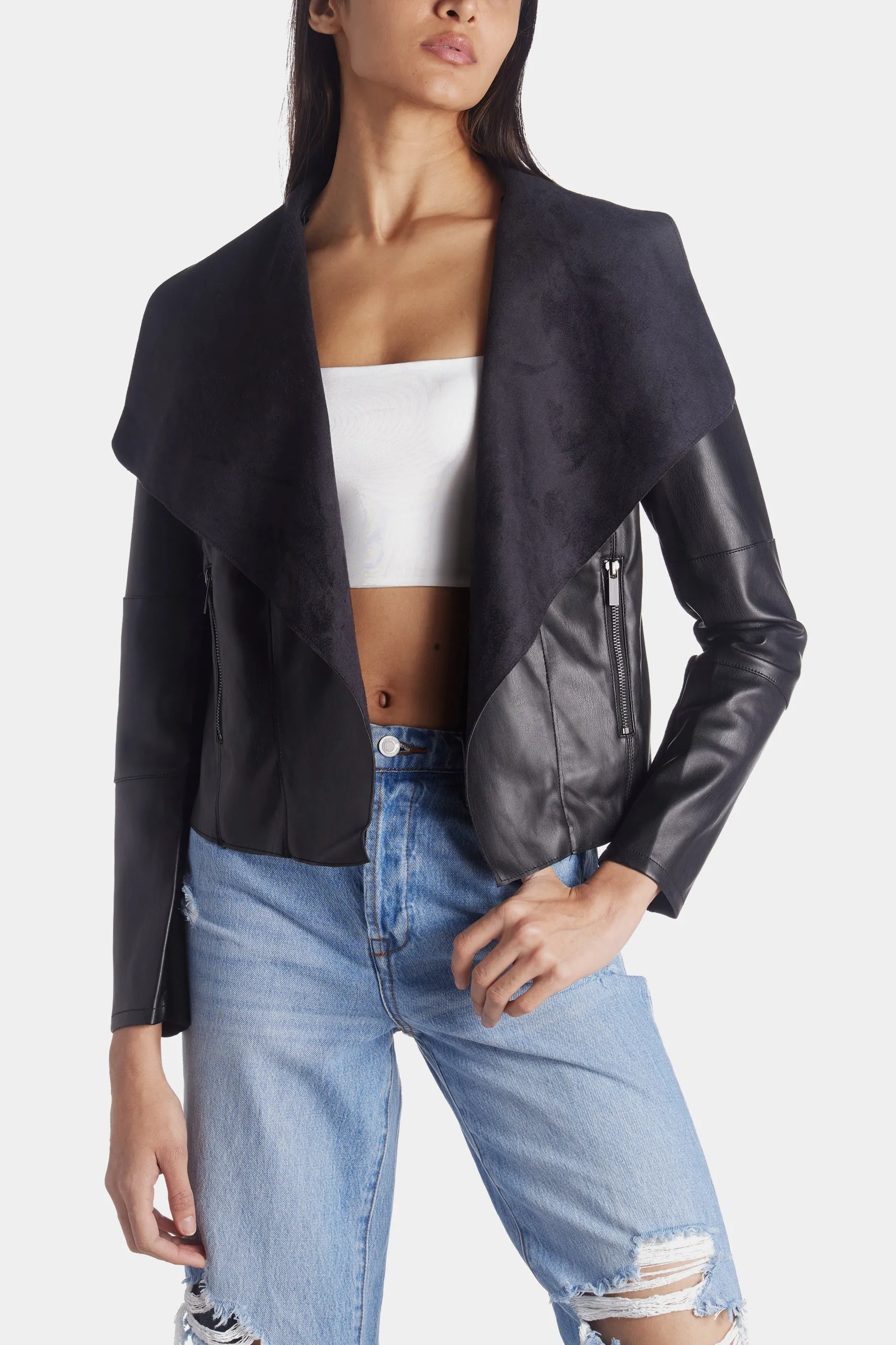 Drape Faux Leather Jacket