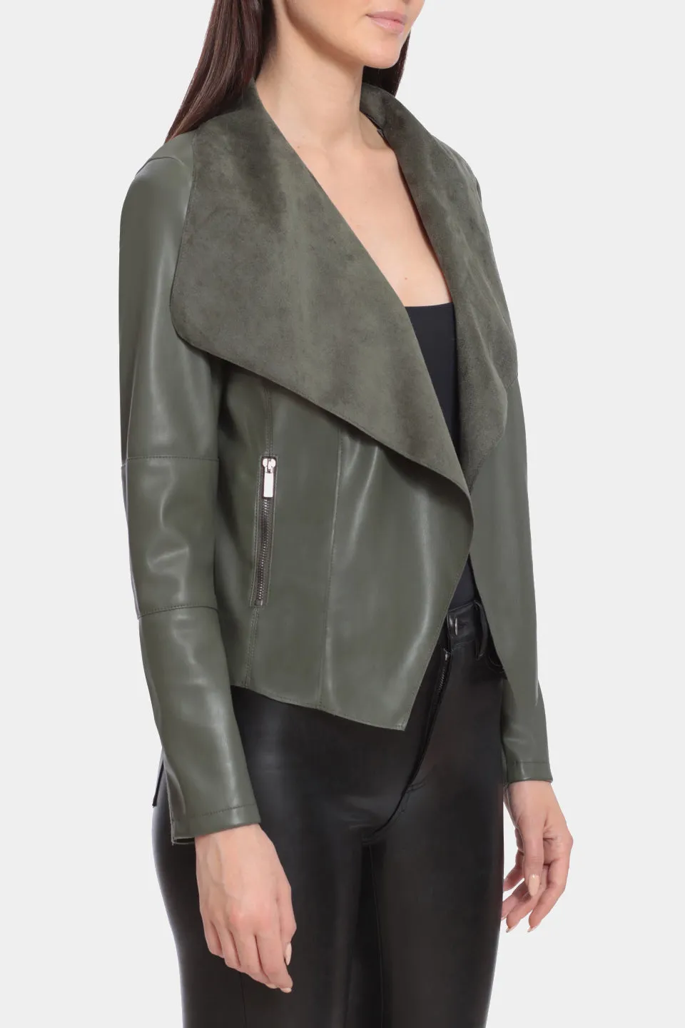 Drape Faux Leather Jacket