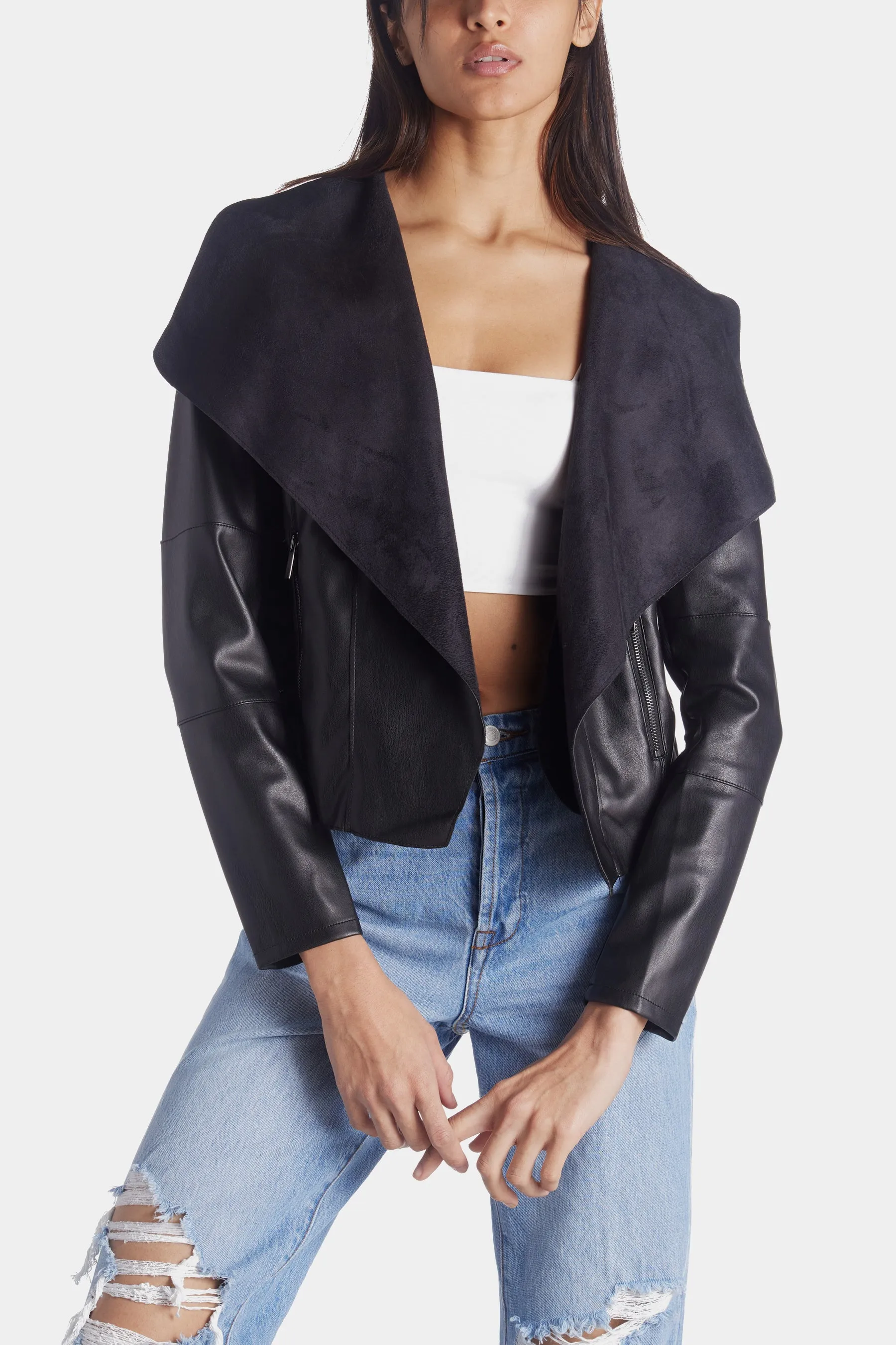 Drape Faux Leather Jacket