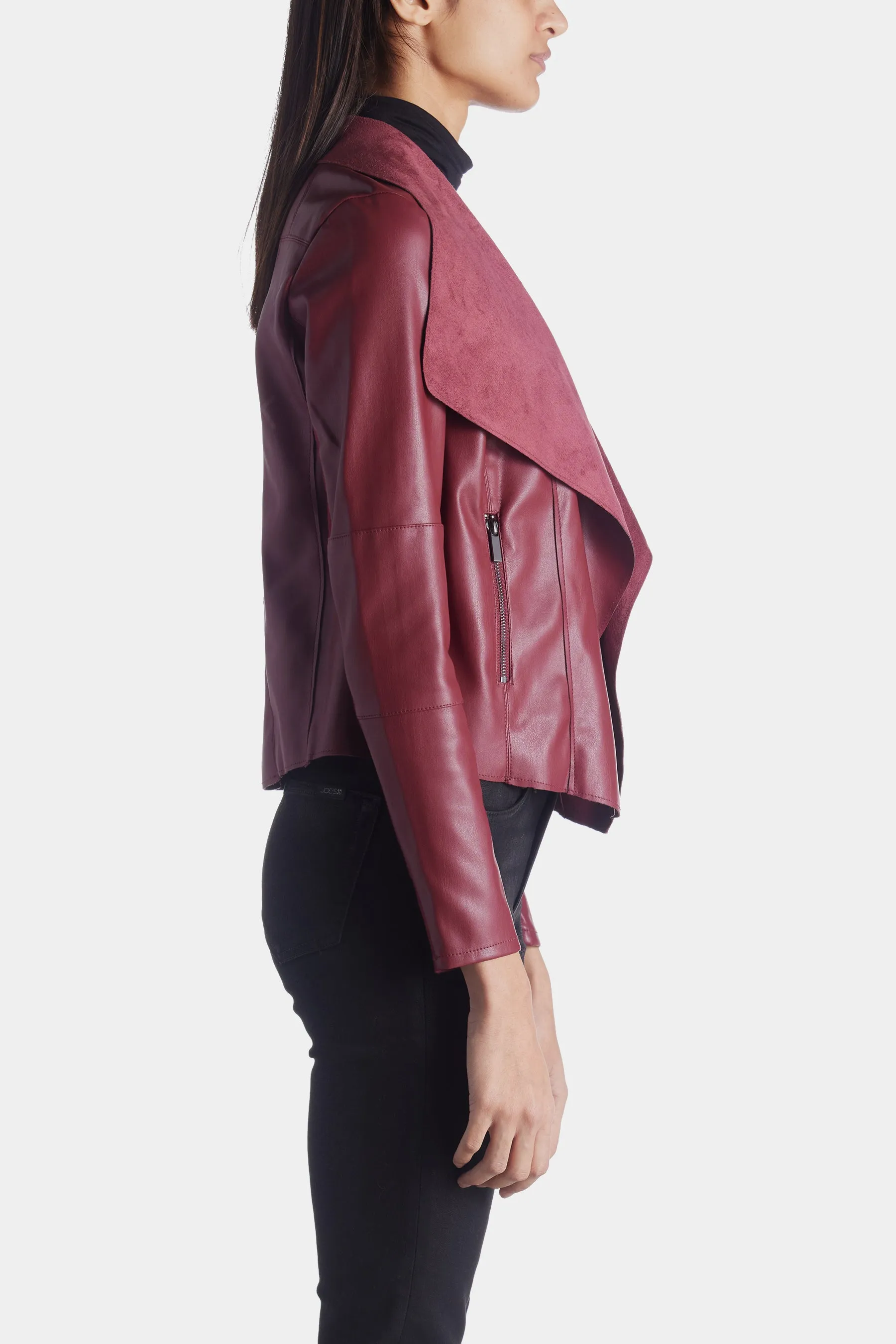 Drape Faux Leather Jacket