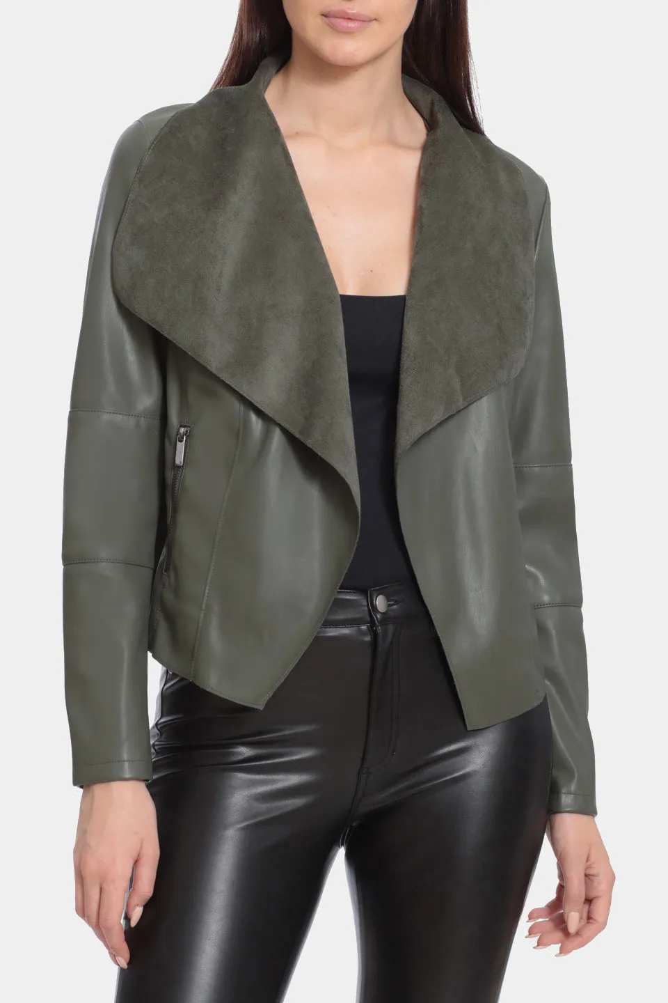 Drape Faux Leather Jacket