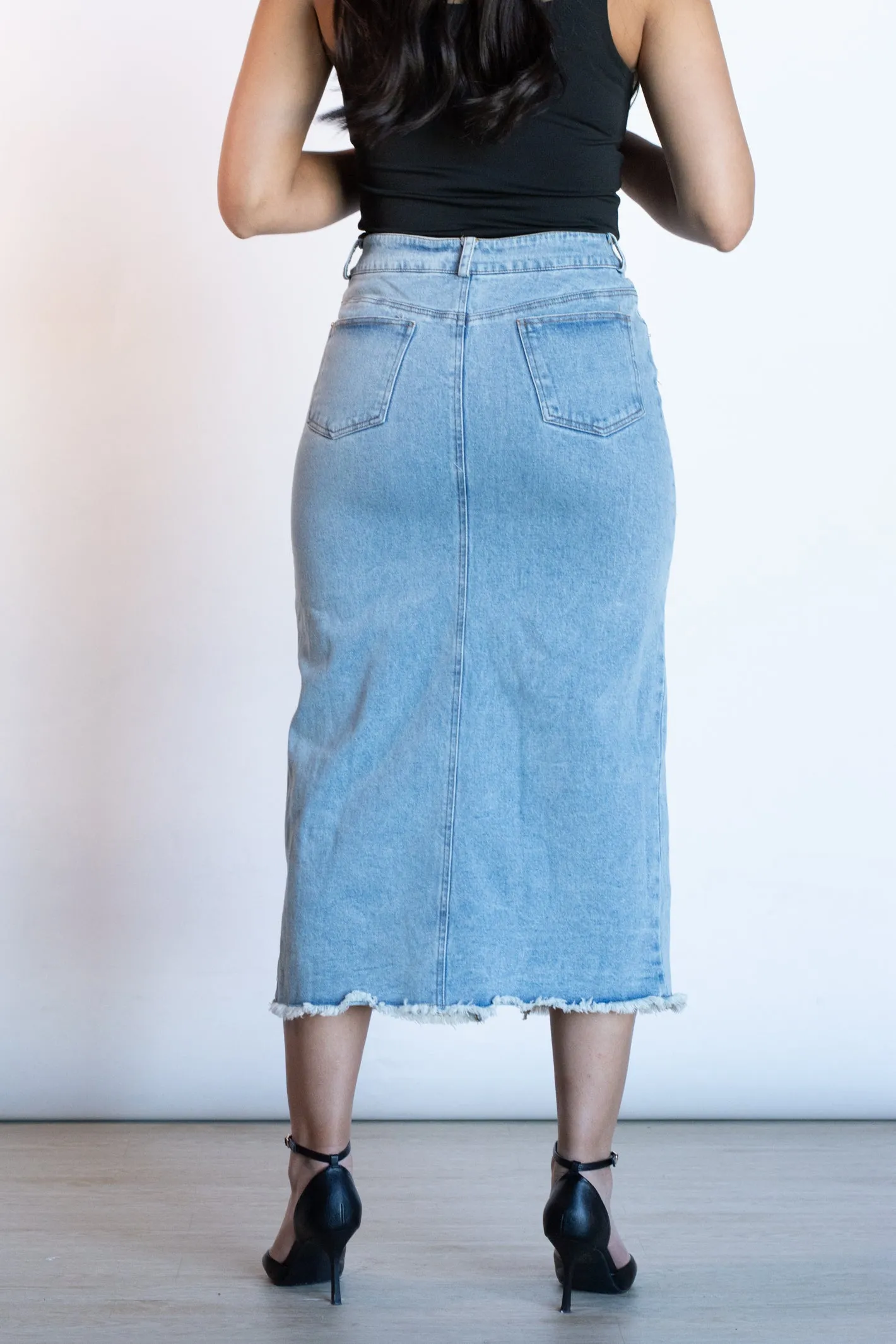 Ease My Mind Denim Midi Skirt