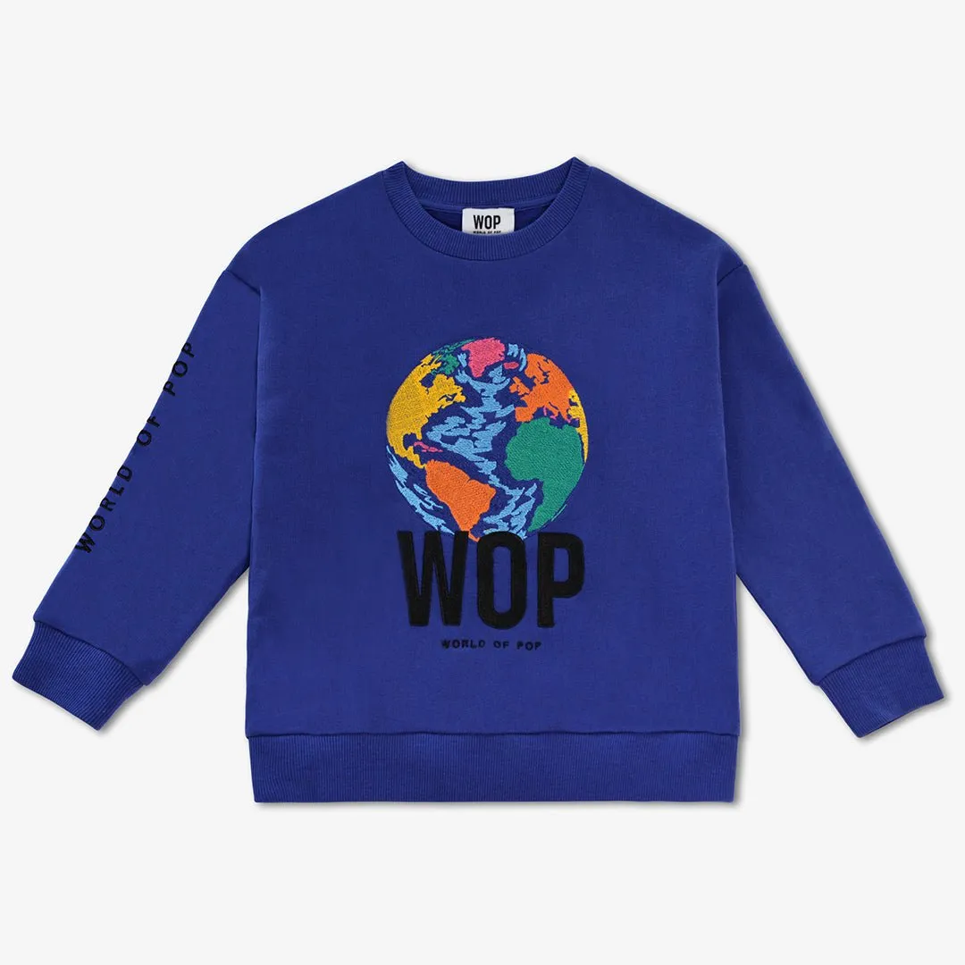 Embroidered sweatshirt for children in organic cotton