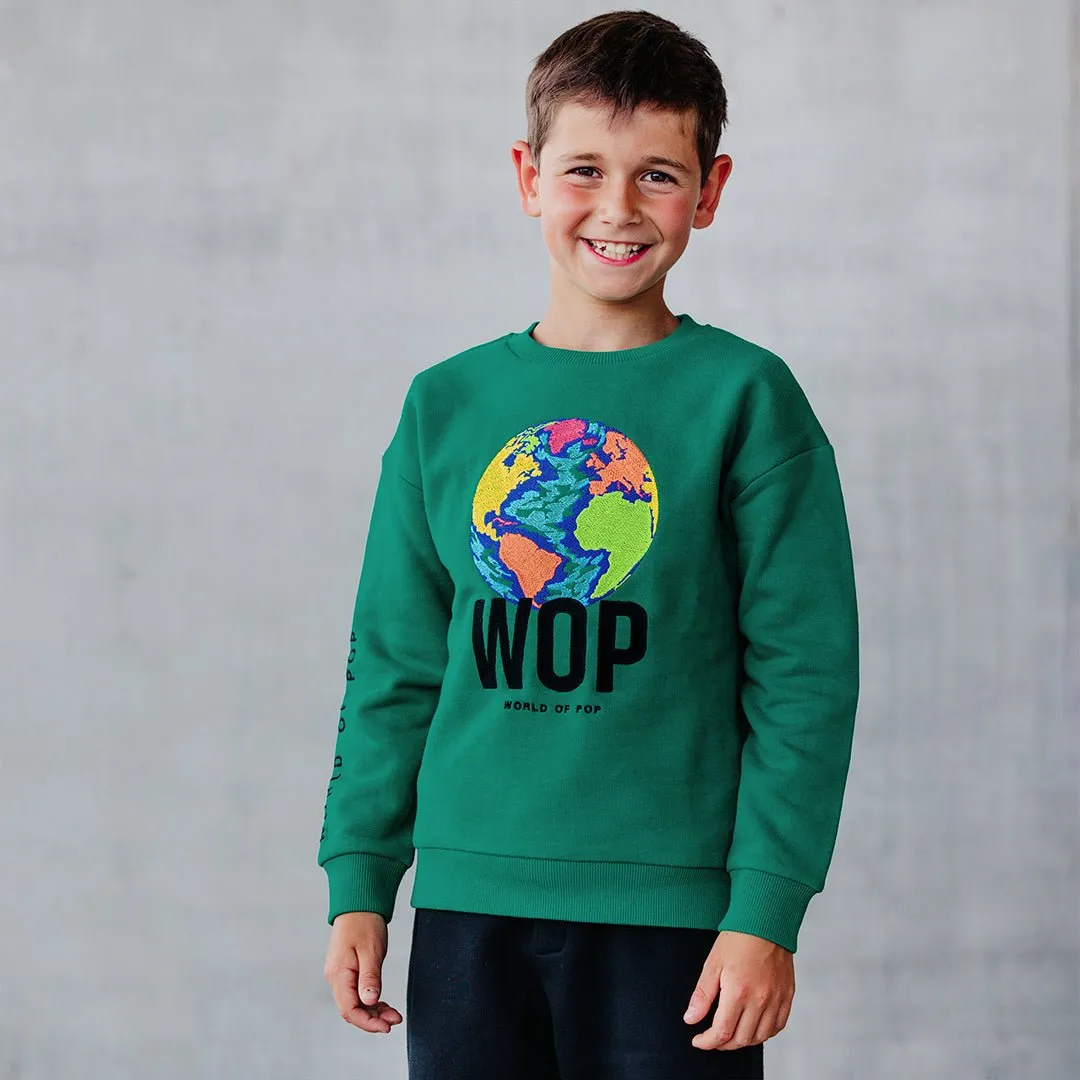 Embroidered sweatshirt for children in organic cotton