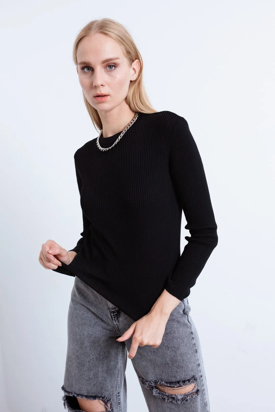 Female Bike Collar Knitwear Sweater