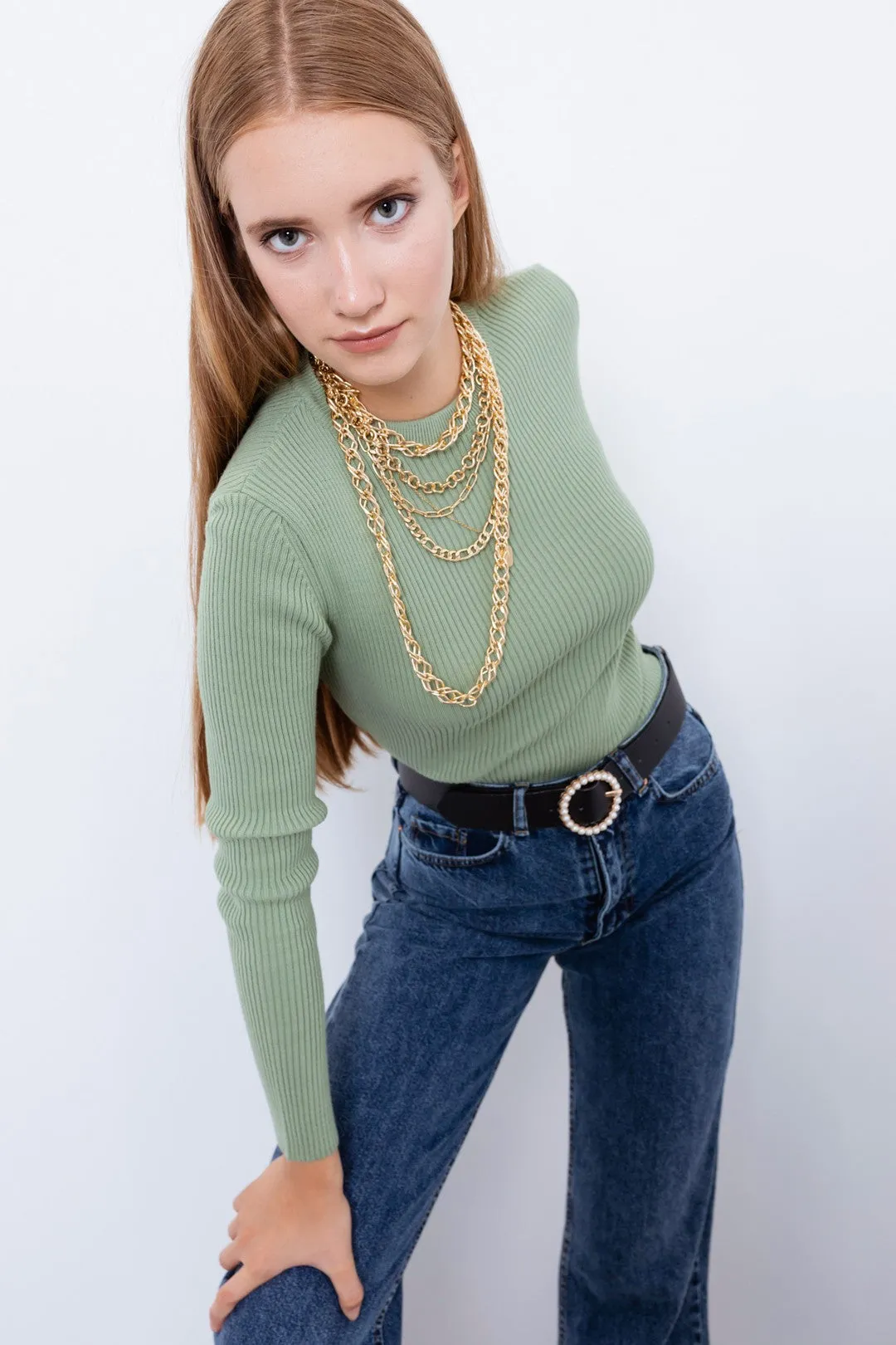 Female Bike Collar Knitwear Sweater