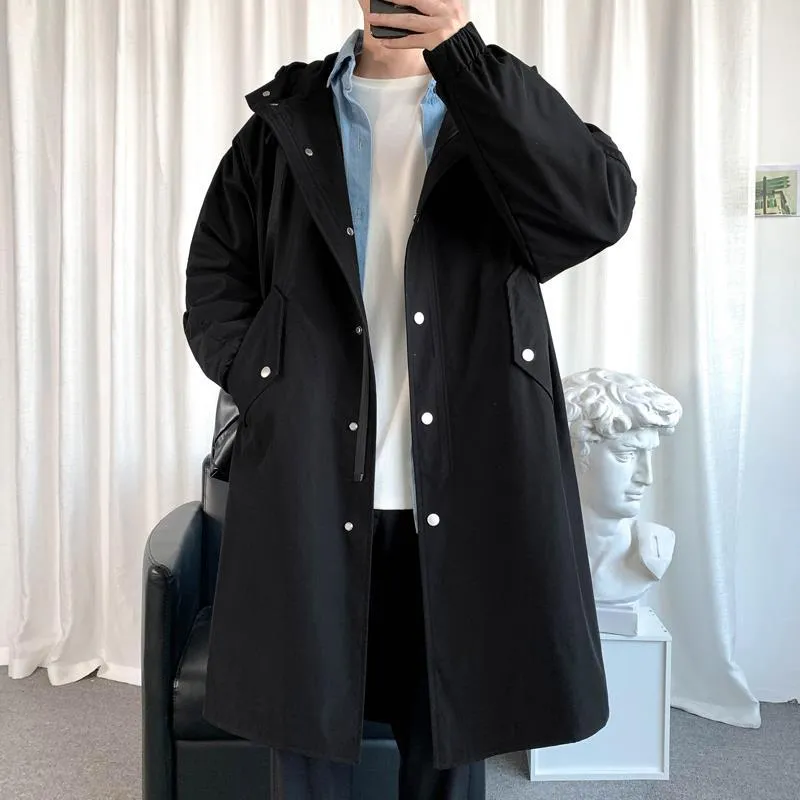 Foesce -Autumn Men Hooded Jackets Harajuku Windbreaker Pocket Overcoat Male Casual Outwear Hip Hop Streetwear Coats