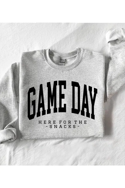 HERE FOR THE SNACKS GAME DAY UNISEX FLEECE SWEATSHIRT