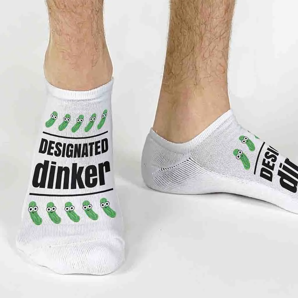 Humorous Pickleball No Show Socks - Designated Dinker