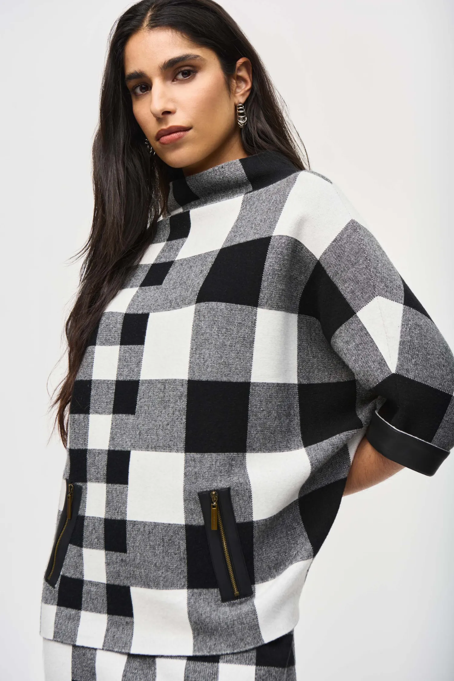 Joseph Ribkoff Plaid Jacquard Sweater - Style 243946