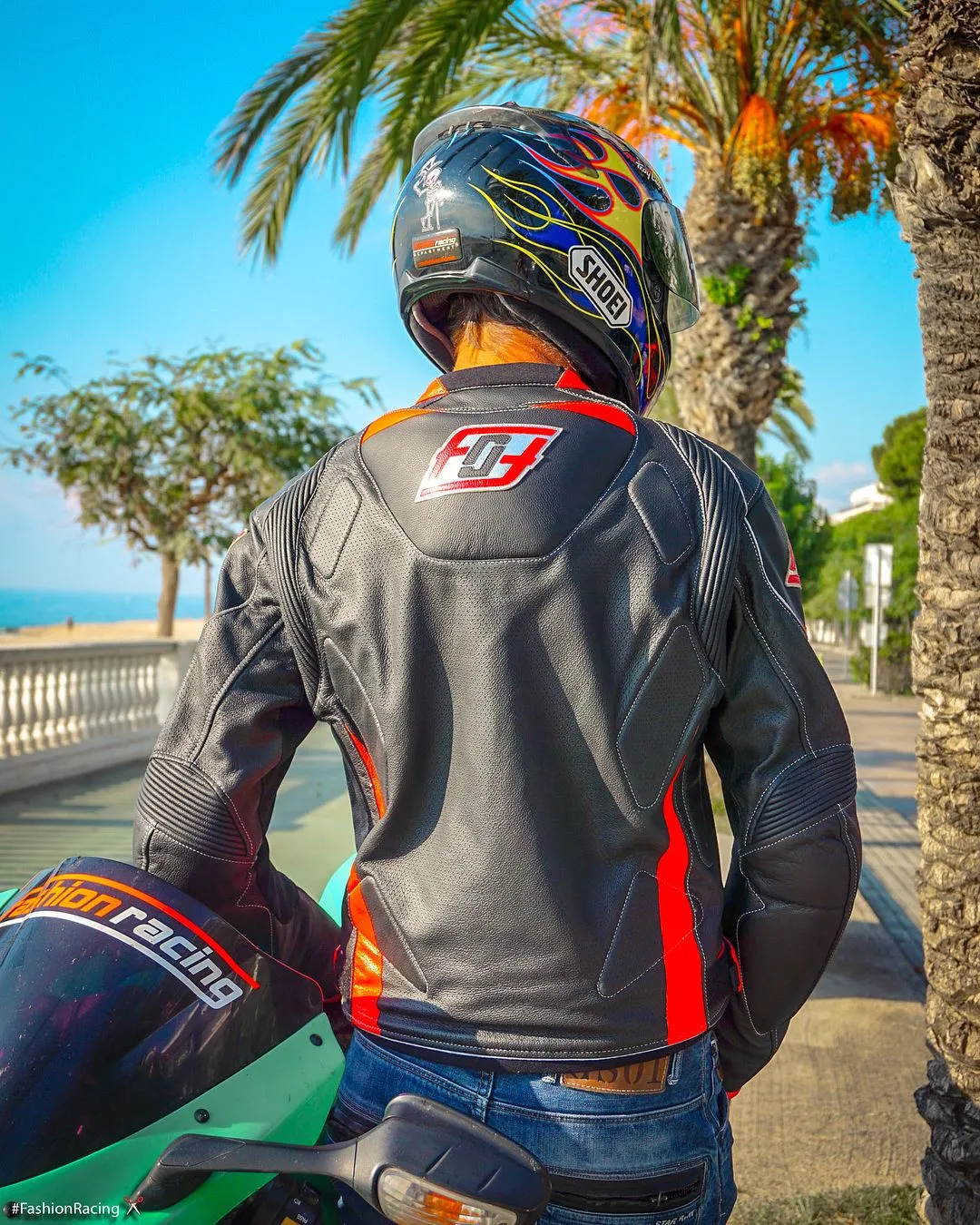 Leather Motorcycle Racing Jacket, Sport Bike Rider Jacket