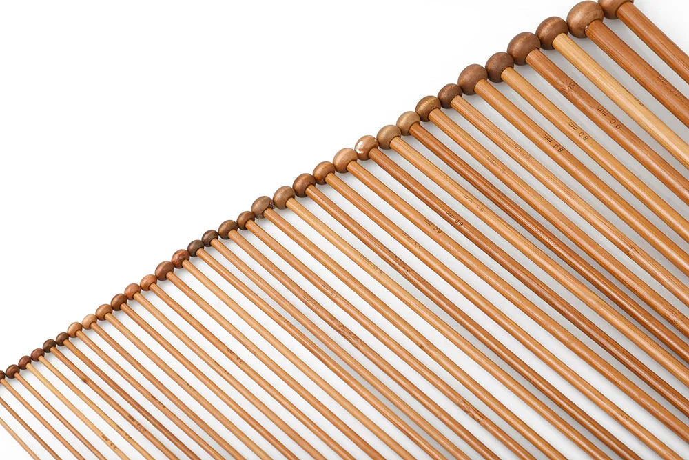 Length 250/350mm Carbonized Bamboo Knitting Needles Set Single Pointed Needles 18 Pairs 18 Sizes 103170