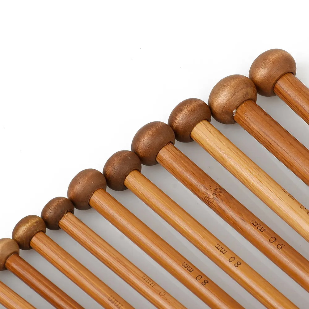 Length 250/350mm Carbonized Bamboo Knitting Needles Set Single Pointed Needles 18 Pairs 18 Sizes 103170