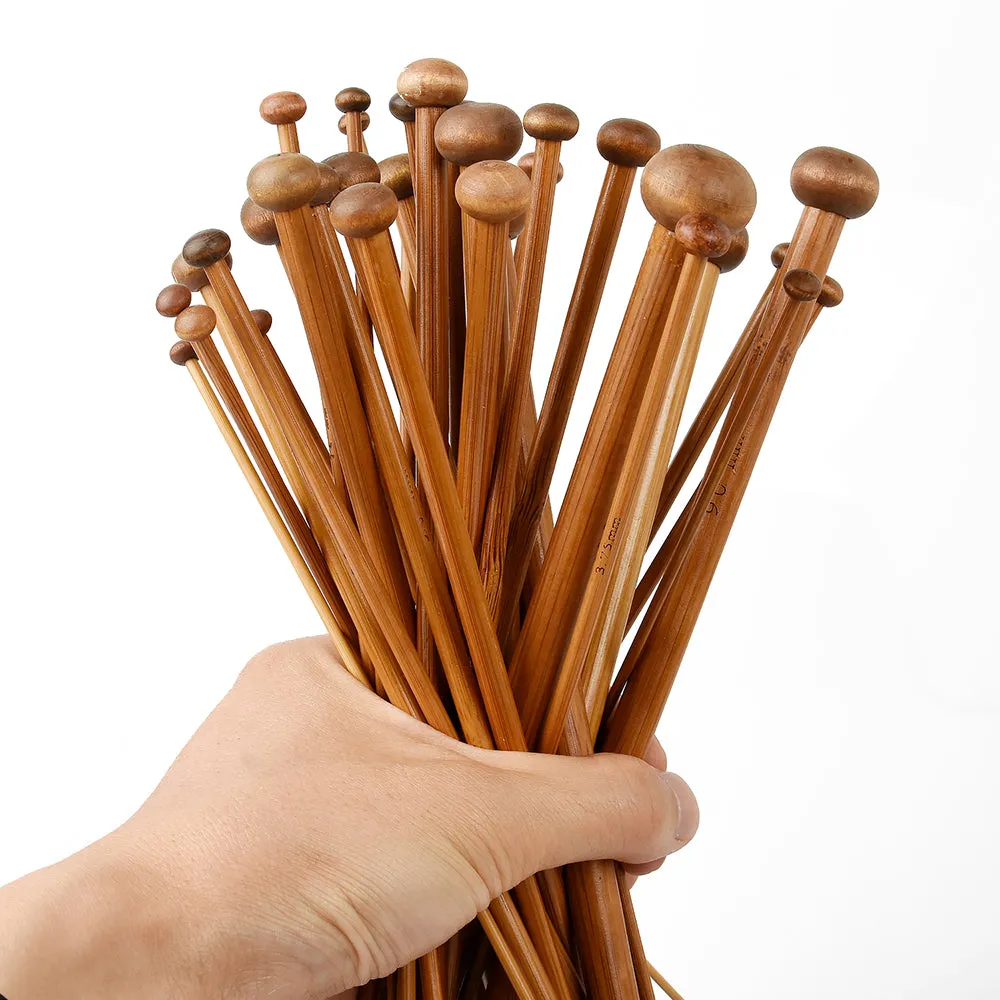 Length 250/350mm Carbonized Bamboo Knitting Needles Set Single Pointed Needles 18 Pairs 18 Sizes 103170