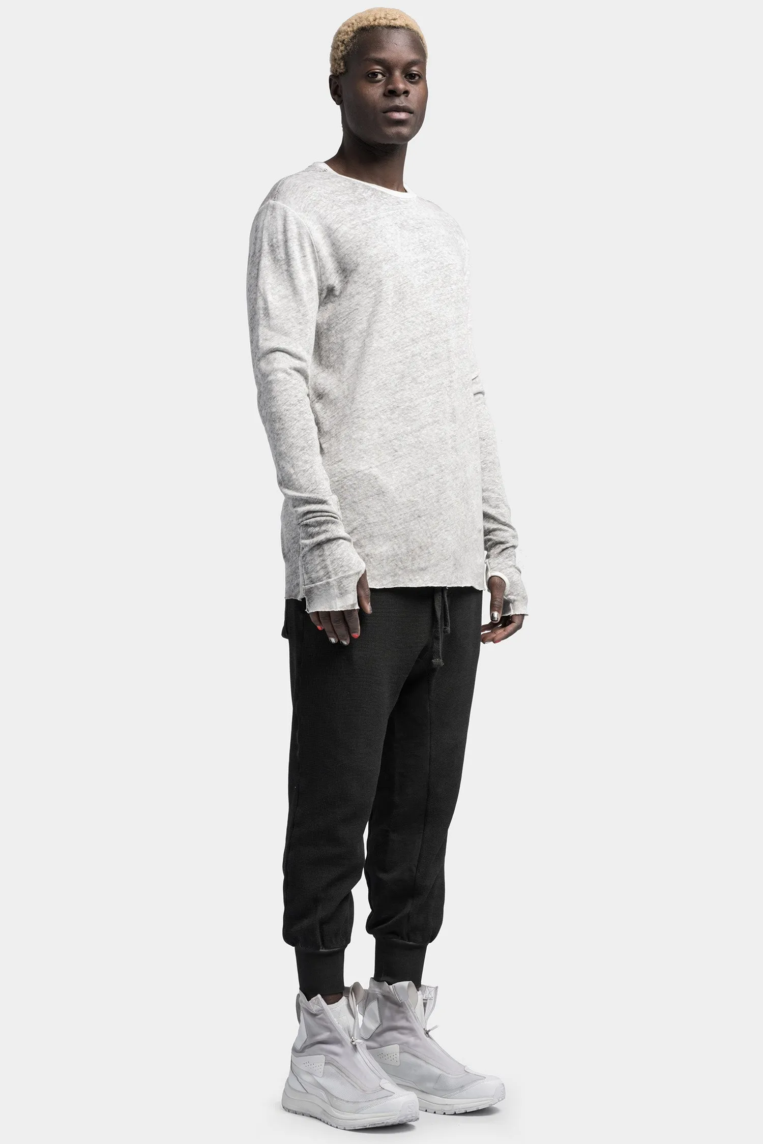 Linen blend long sleeve tee, Dirt cream