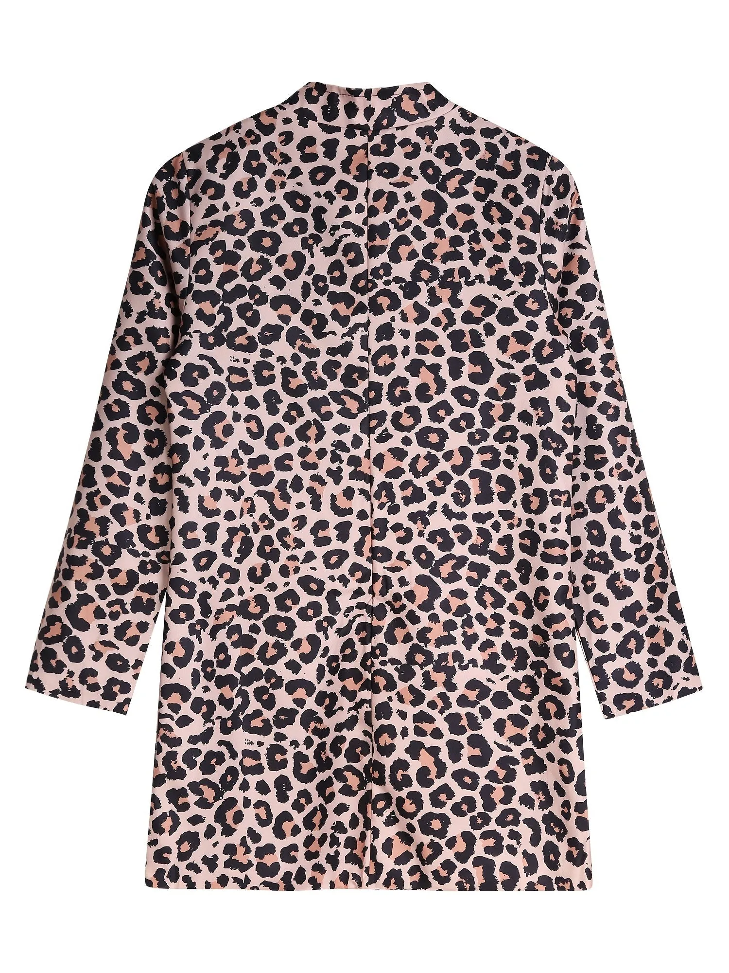 Long Sleeve Open Front Leopard Blazer Office Lapel Casual Jacket