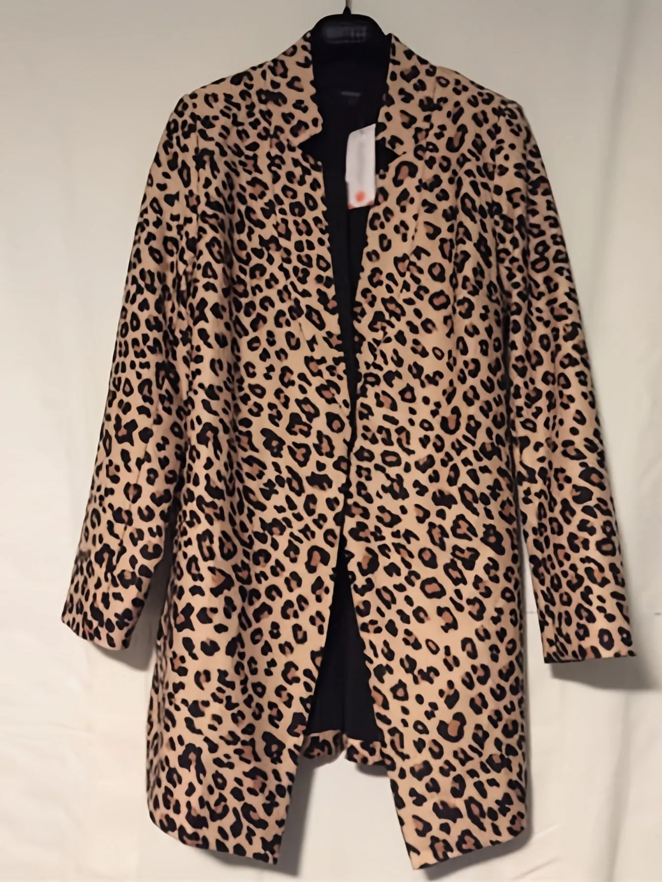 Long Sleeve Open Front Leopard Blazer Office Lapel Casual Jacket