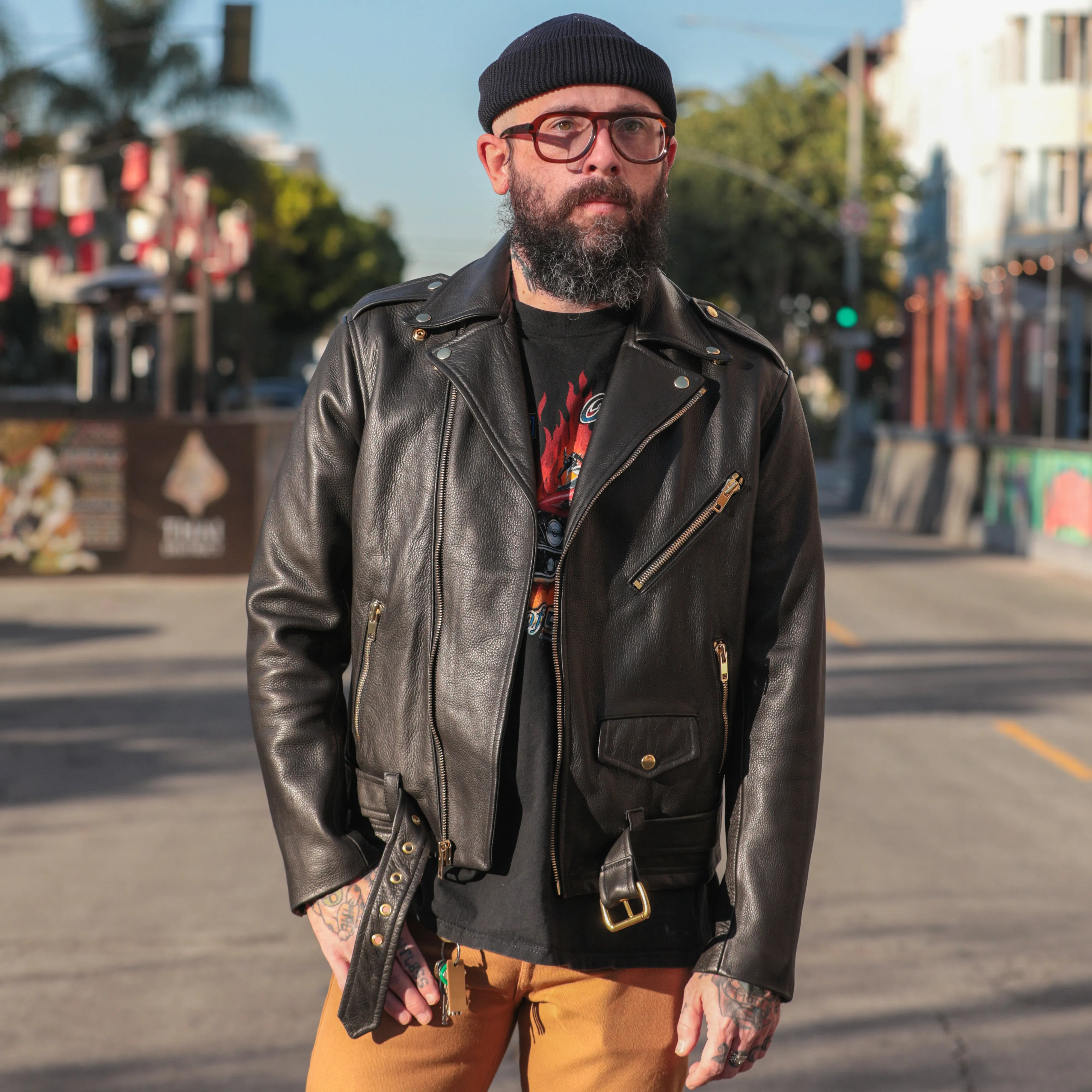 Lr Brand Classic Moto Jacket Black w/ Gold Hardware