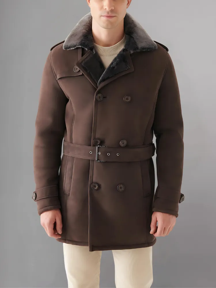 MEN'S JUSTIN REAL LEATHER SHEARLING COAT