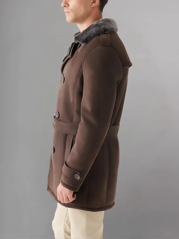 MEN'S JUSTIN REAL LEATHER SHEARLING COAT