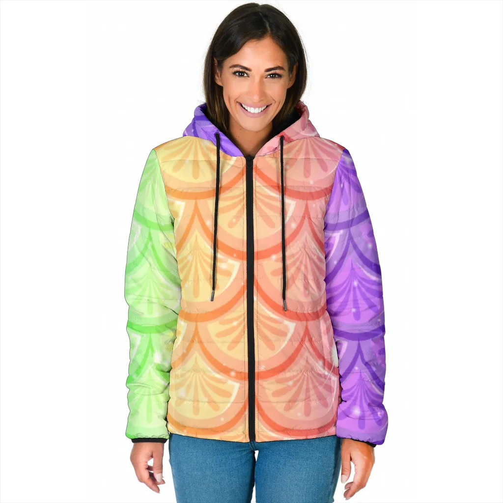 Mermaid Scales Women's Padded Hooded Jacket