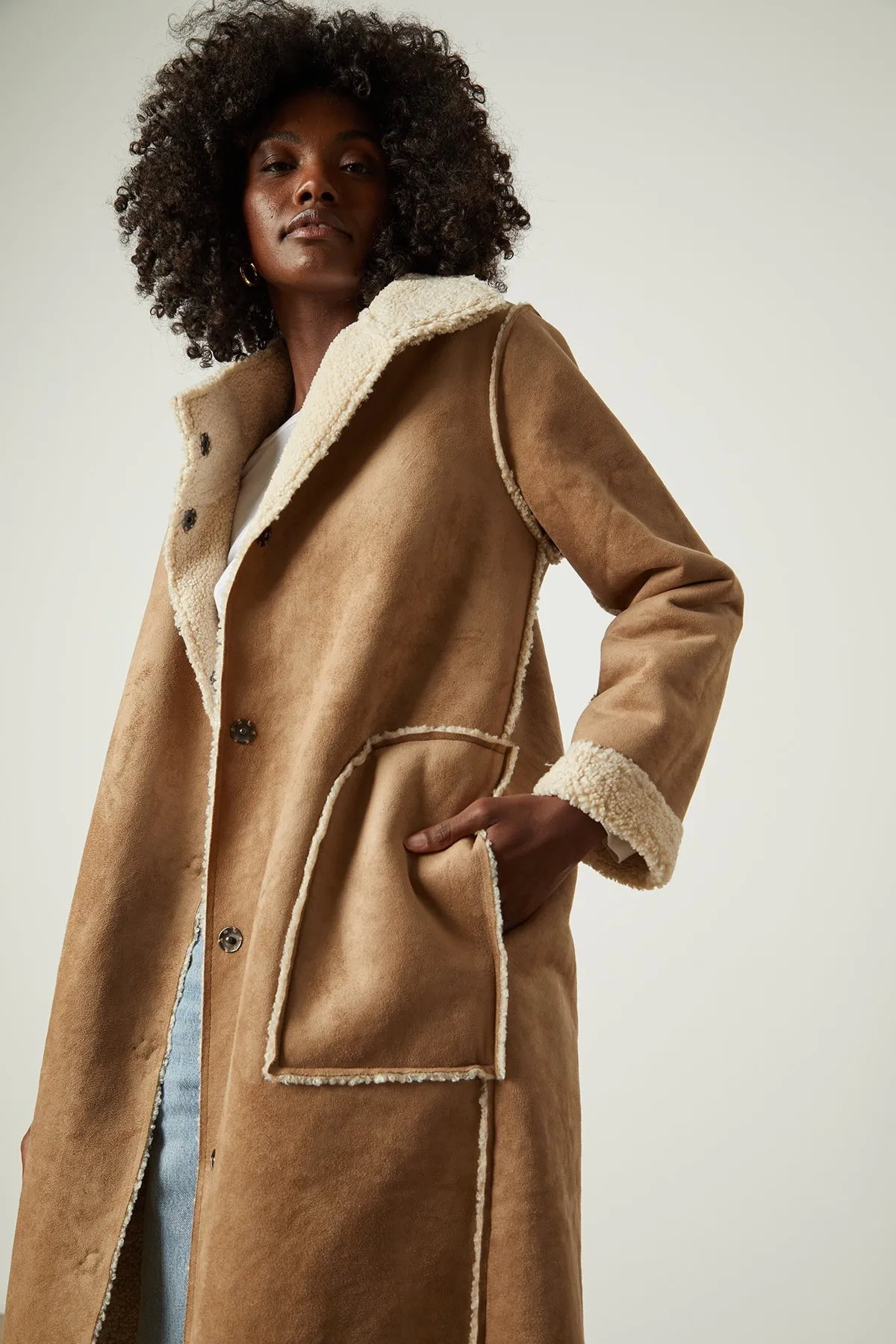 MIRABEL FAUX LUX SHERPA REVERSIBLE COAT