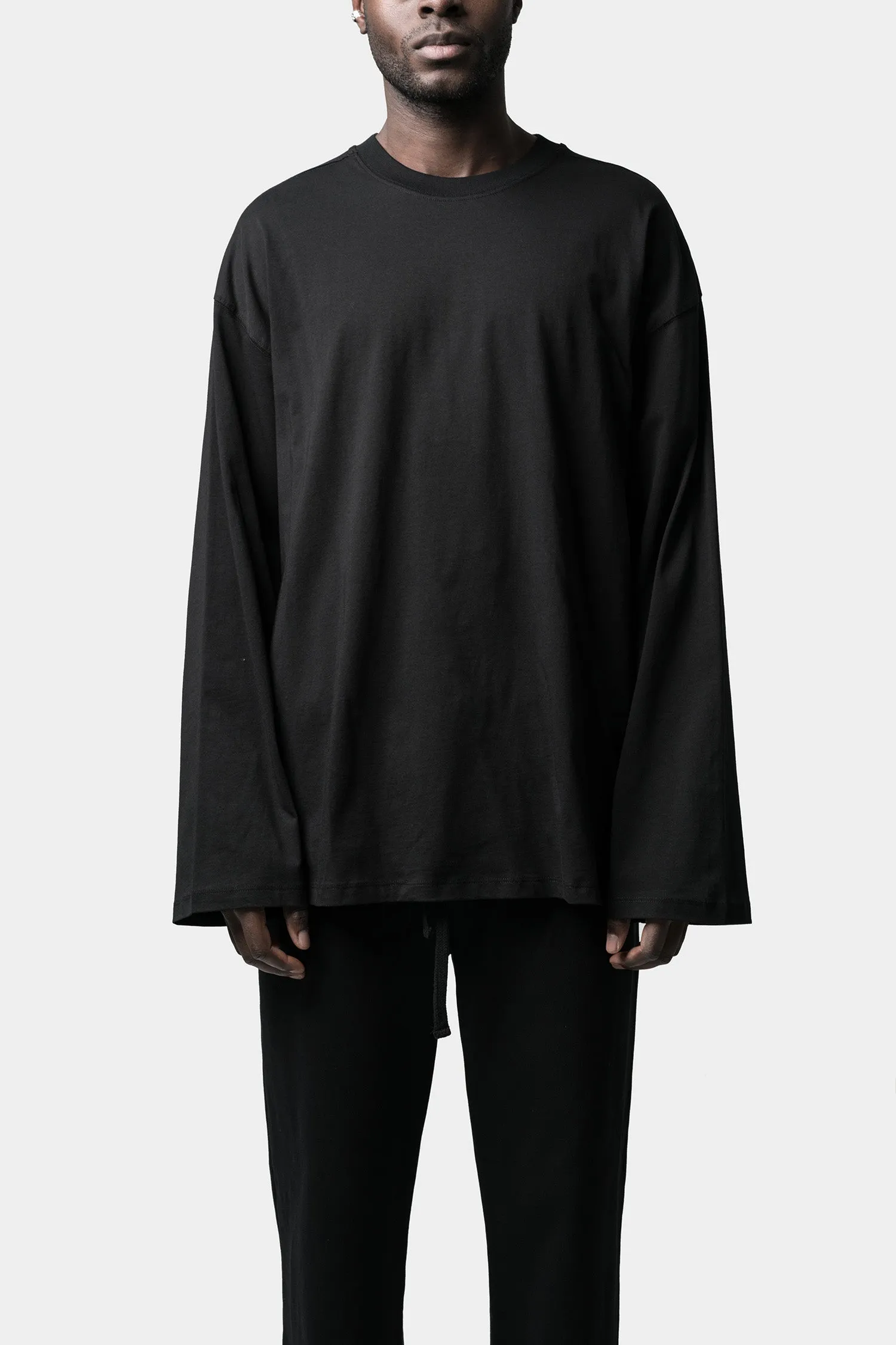 Oversized cotton long sleeve tee, Black