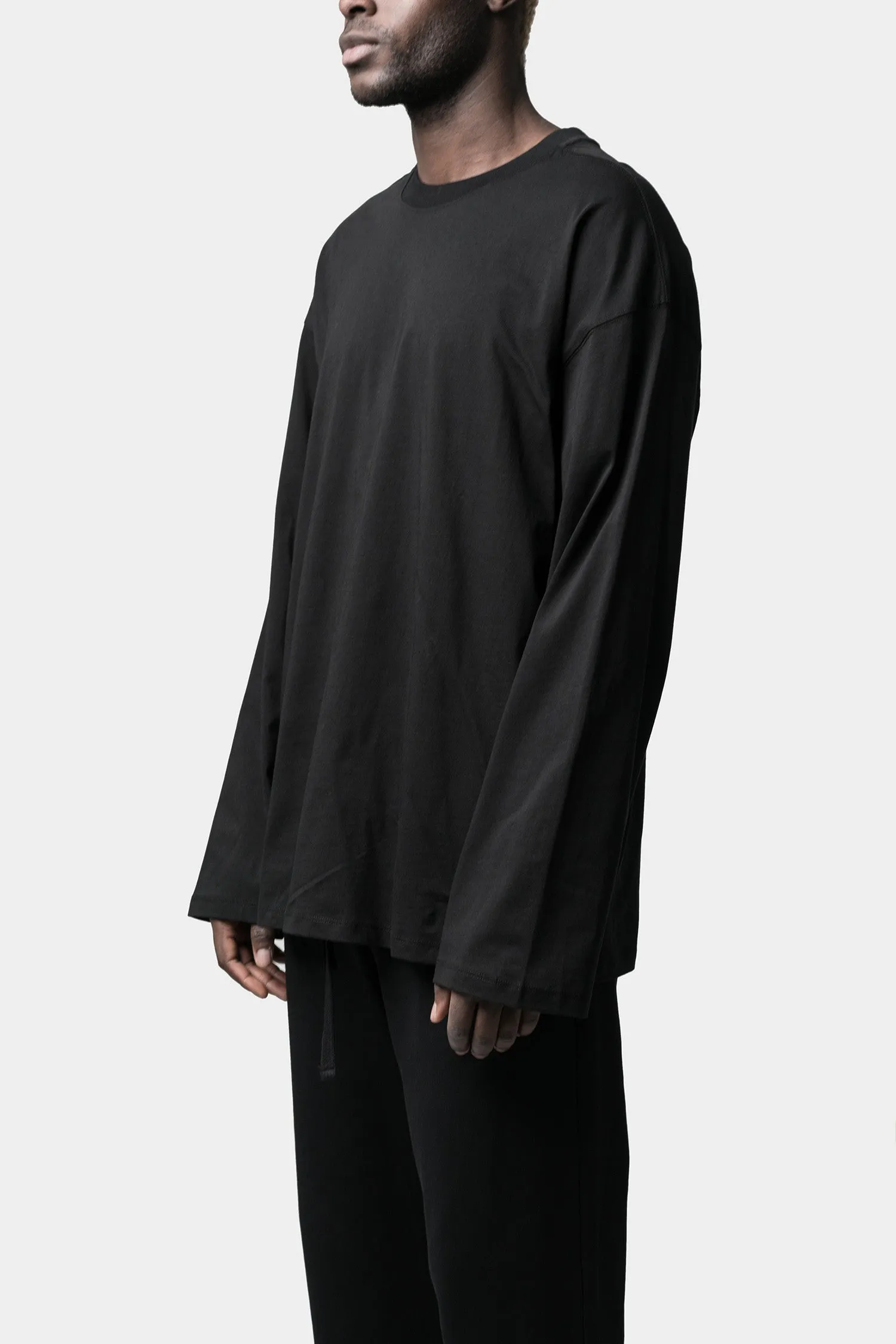 Oversized cotton long sleeve tee, Black