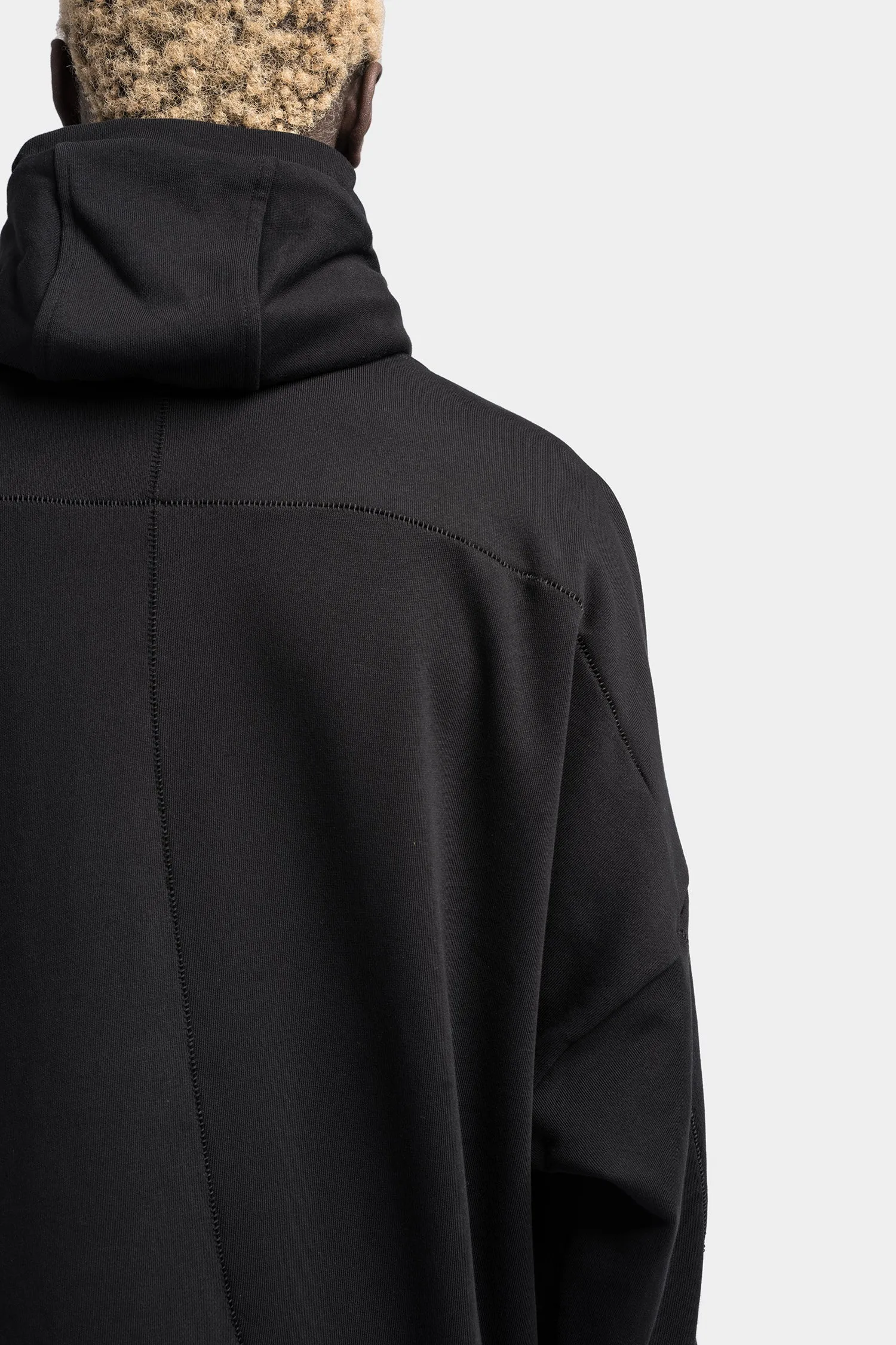 Oversized hooded zip up sweater, Black