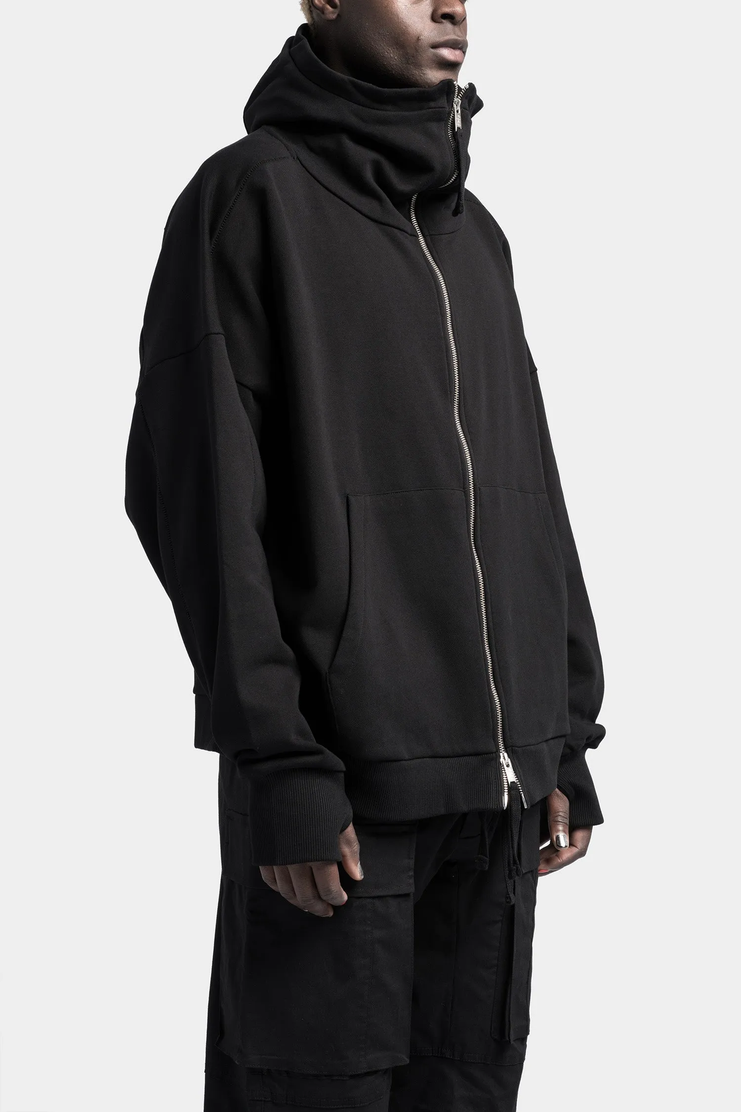 Oversized hooded zip up sweater, Black