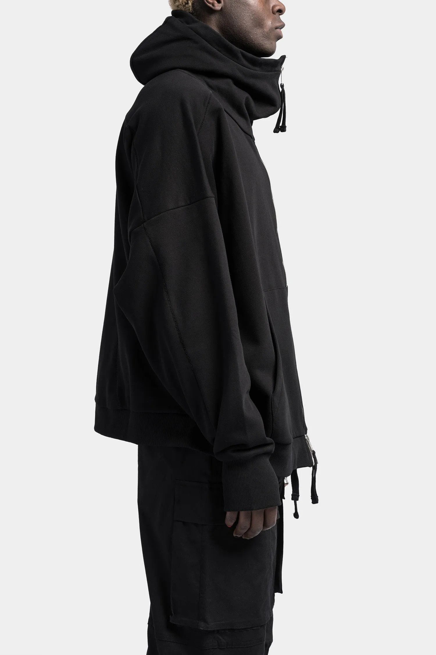 Oversized hooded zip up sweater, Black