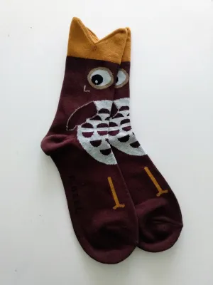 Owl Low Crew Socks