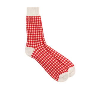 ROTOTO GINGHAM CHECK SOCKS RED