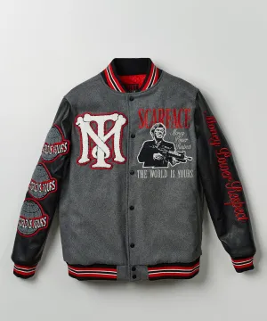 Scarface™ X Reason Collab Patched Wool Varsity Jacket - Grey