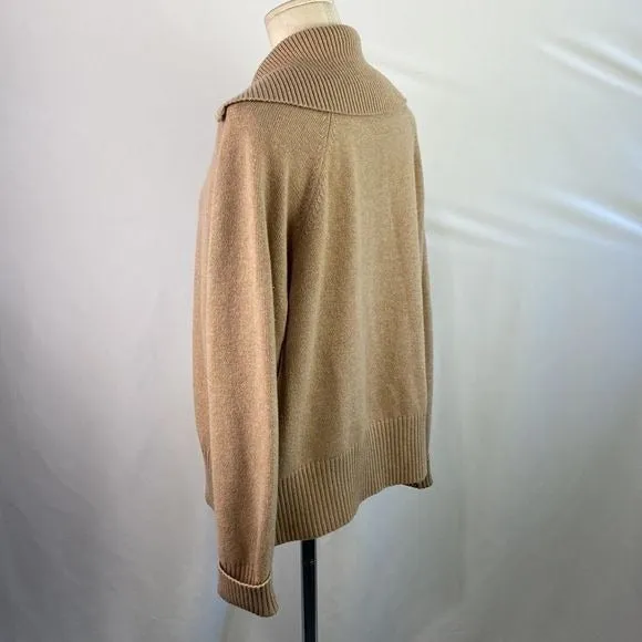 St. John Tan Zip High Neck Cashmere Sweater for Women - Luxurious Softness and Elegant Style